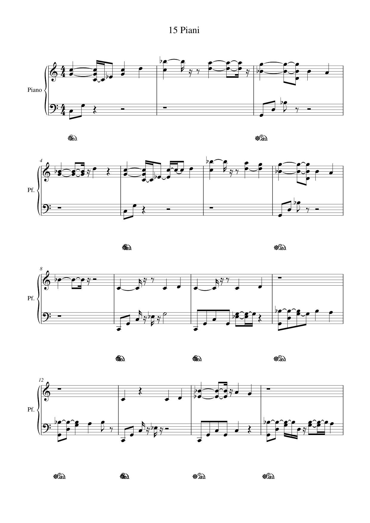 15 Piani Piano Sheet Music Page 1 Free PDF