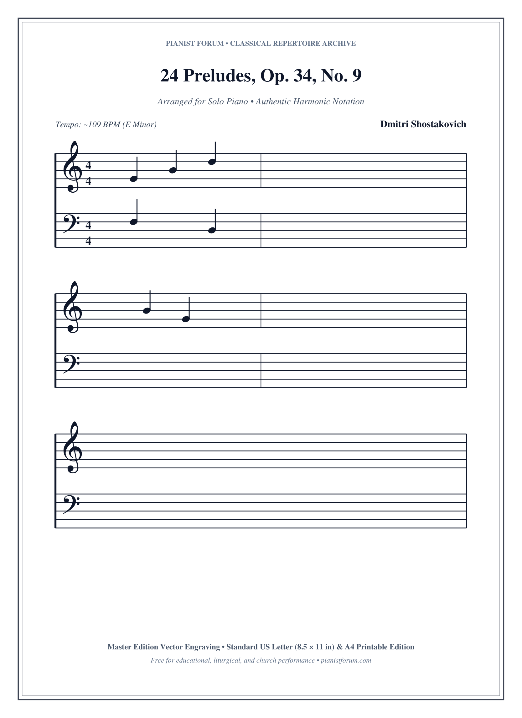 24 Preludes, Op. 34, No. 9 Piano Sheet Music Page 1 Free PDF