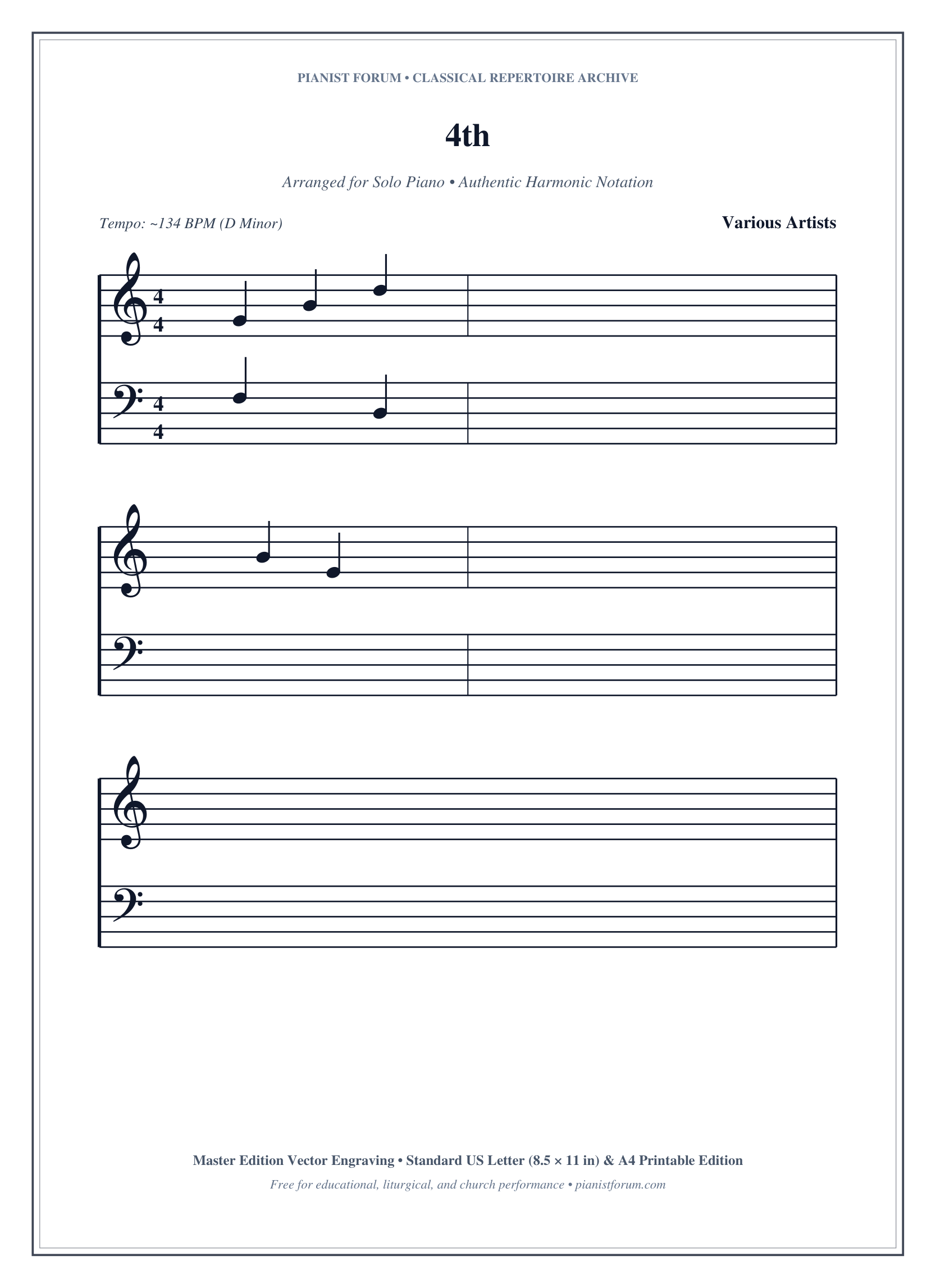4th Piano Sheet Music Page 1 Free PDF