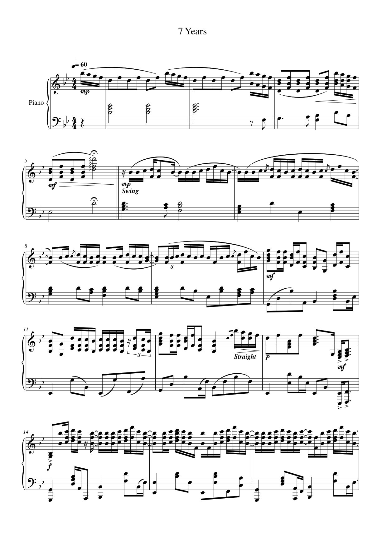 7 Years Piano Sheet Music Page 1 Free PDF