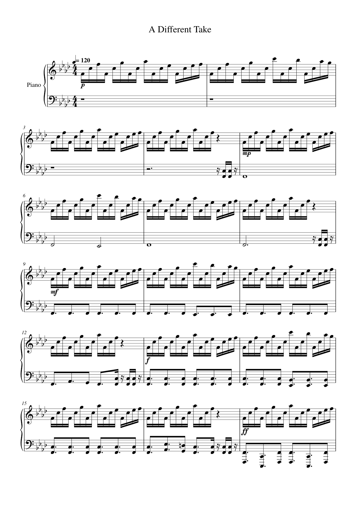 A Different Take Piano Sheet Music Page 1 Free PDF