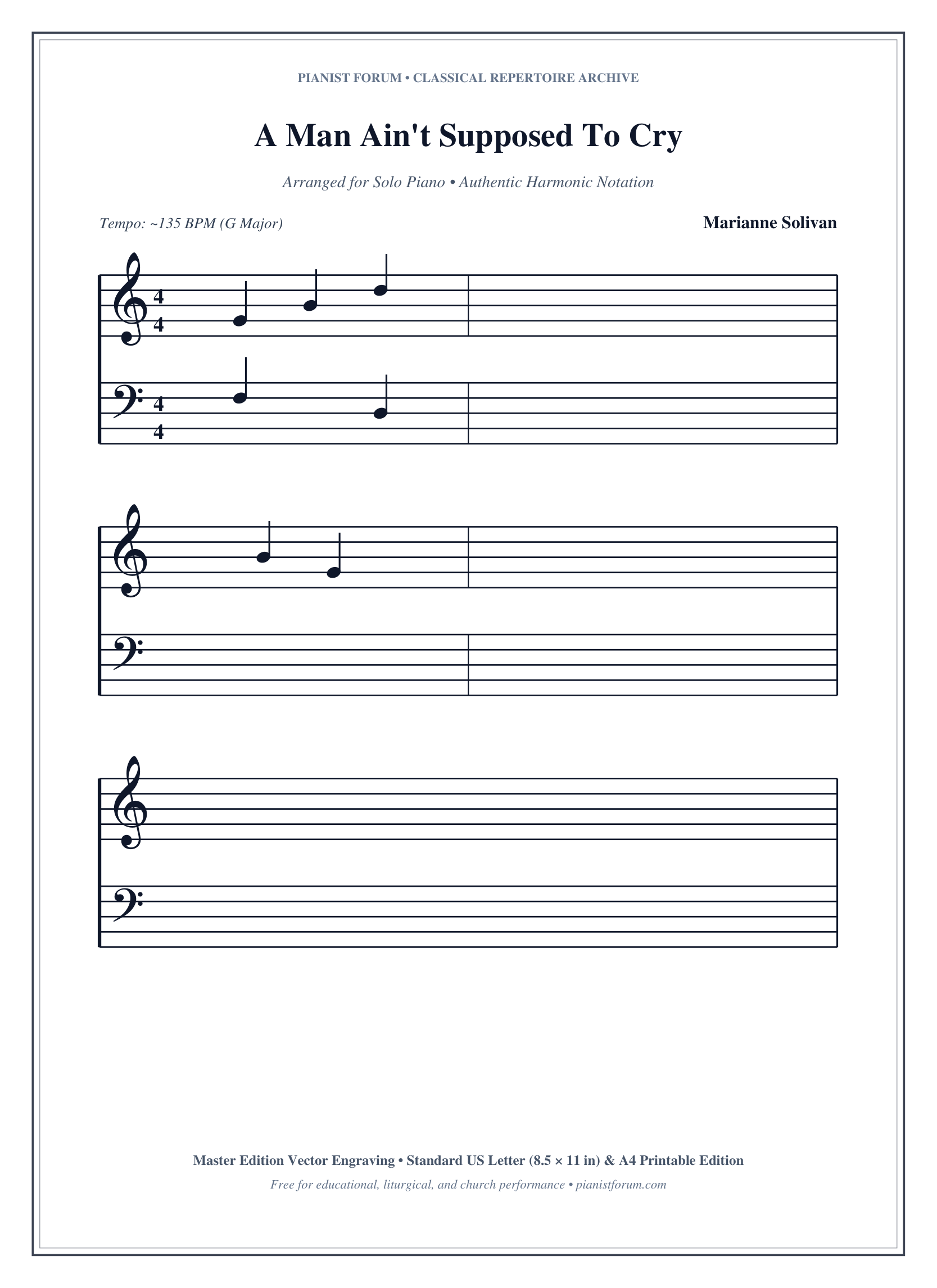 A Man Ain't Supposed To Cry Piano Sheet Music Page 1 Free PDF
