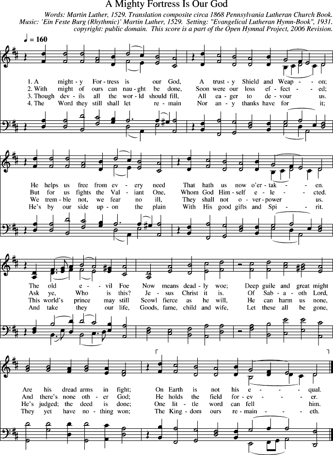 A Mighty Fortress Is Our God Piano Sheet Music Page 1 Free PDF