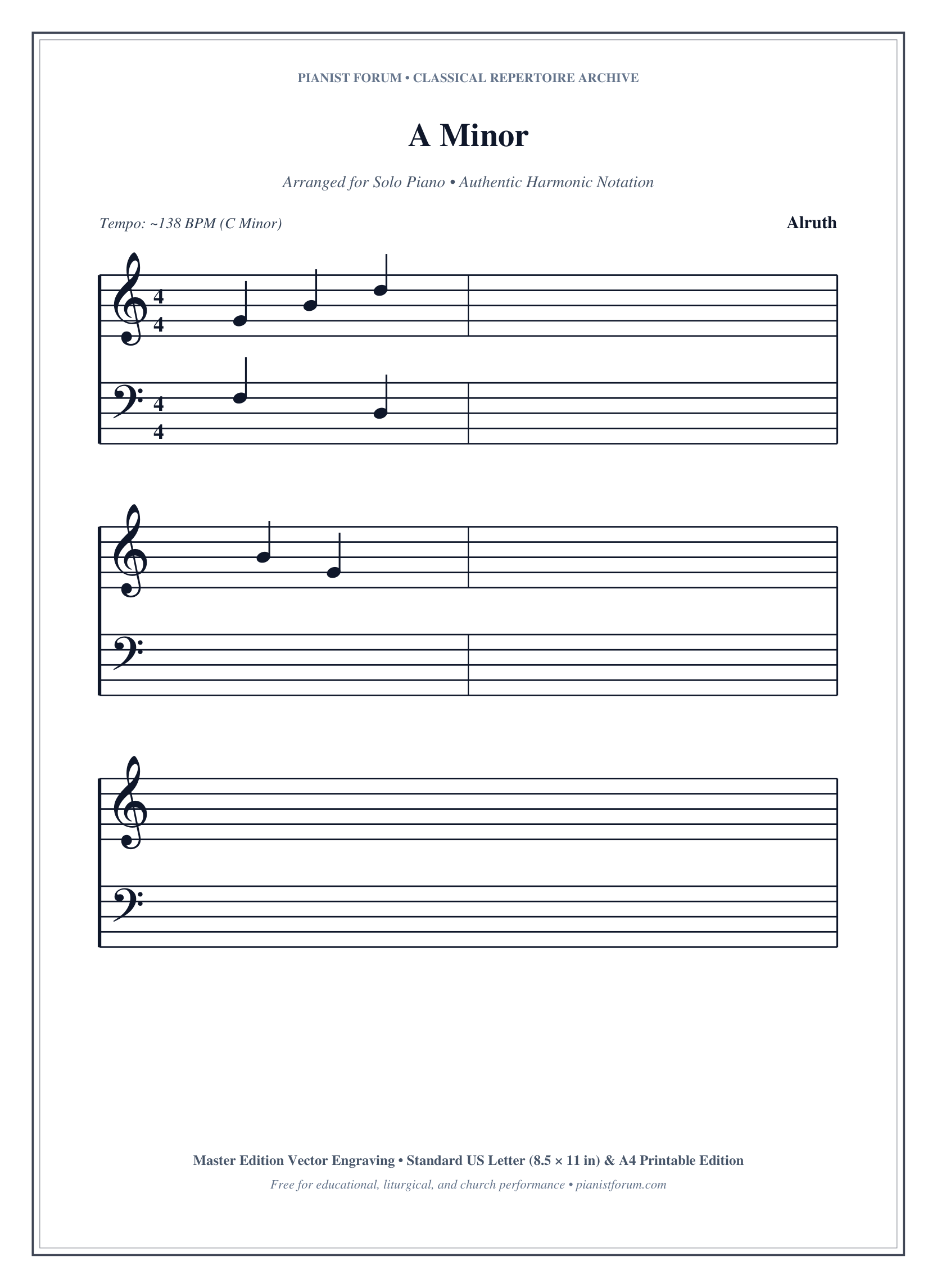 A Minor Piano Sheet Music Page 1 Free PDF