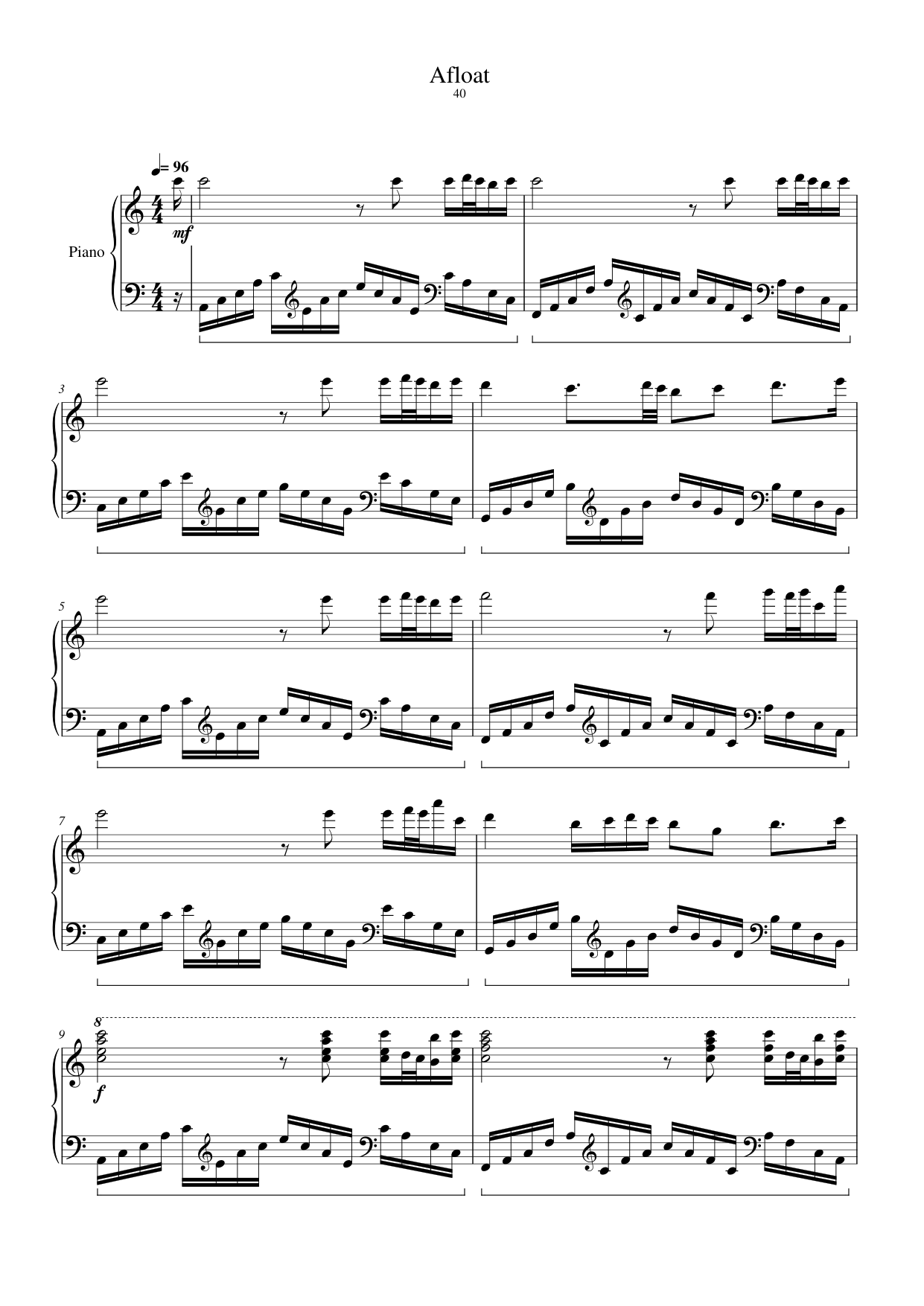 Afloat Piano Sheet Music Page 1 Free PDF