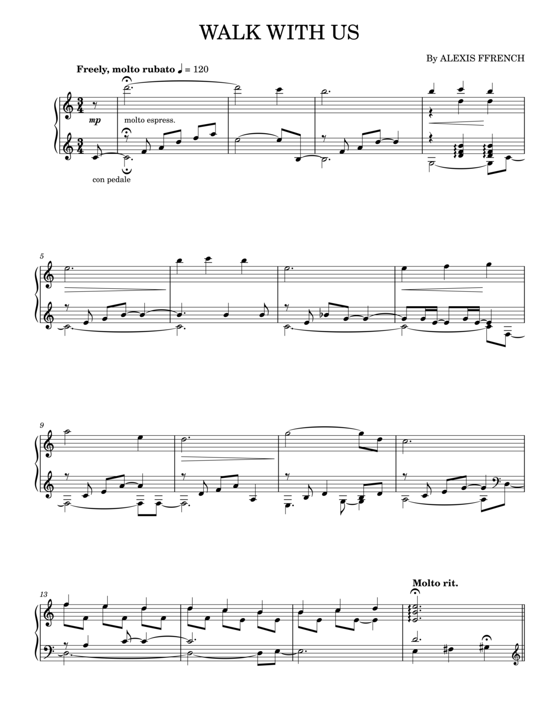 Walk With Us Piano Sheet Music Page 1 Free PDF