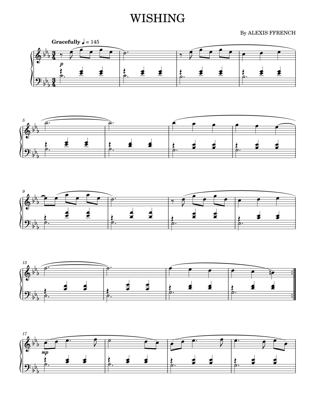 Wishing Piano Sheet Music Page 1 Free PDF