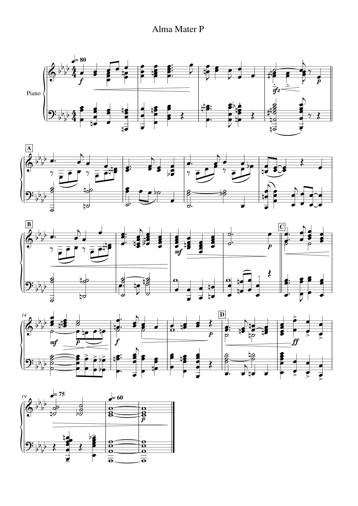 Alma Mater P Piano Sheet Music Page 1 Free PDF