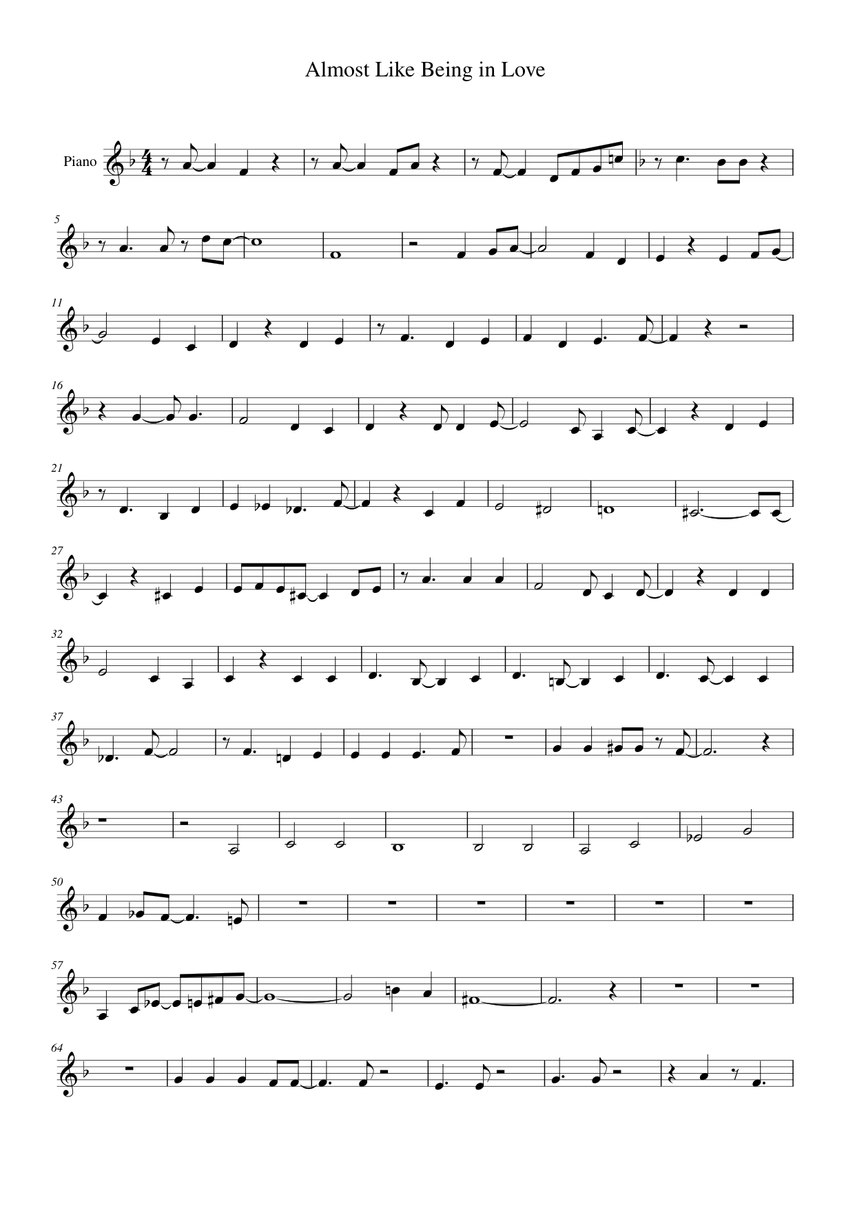 Almost Like Being in Love Piano Sheet Music Page 1 Free PDF