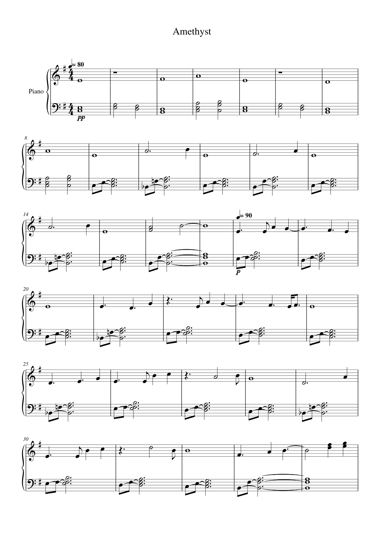 Amethyst Piano Sheet Music Page 1 Free PDF