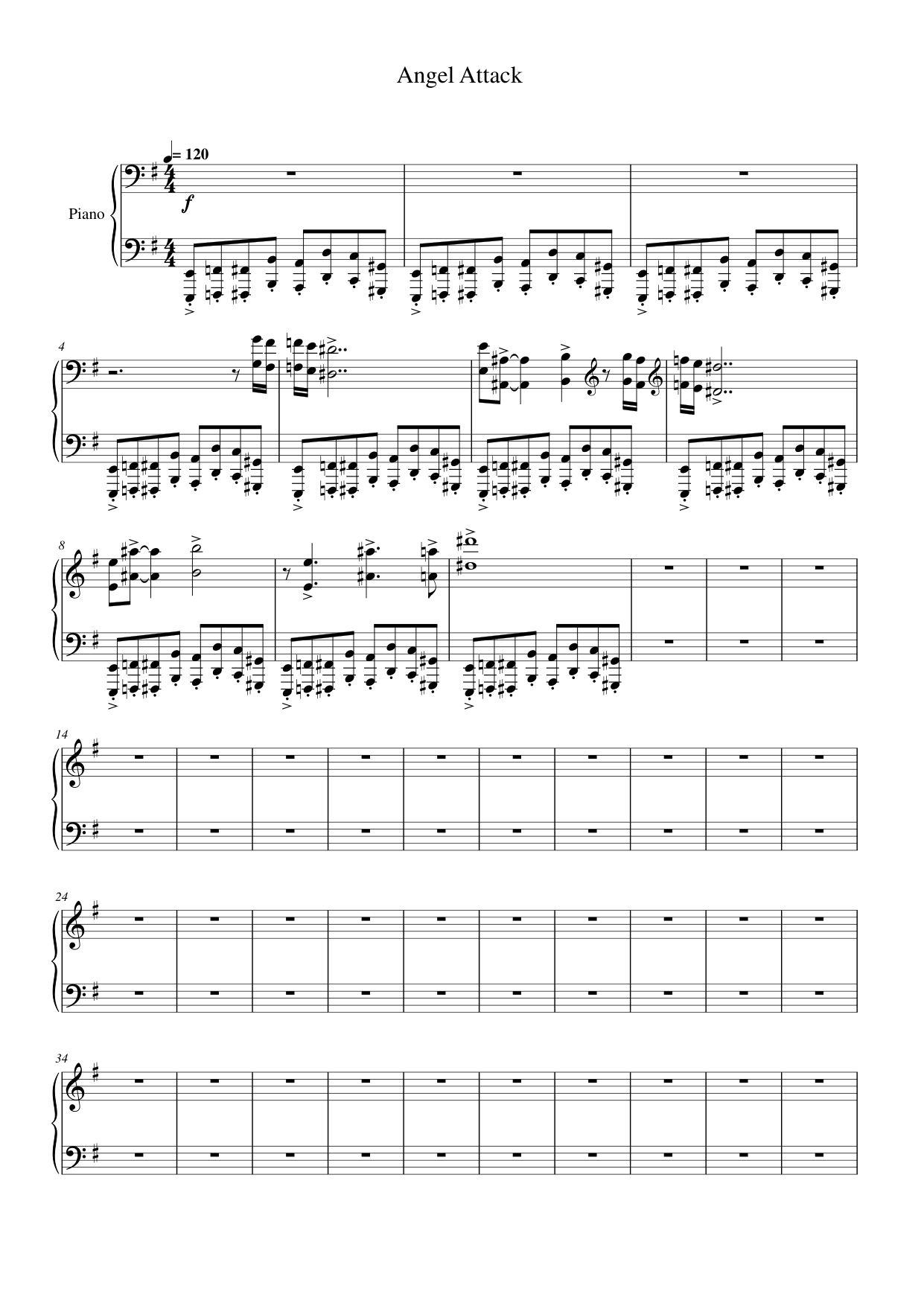 Angel Attack Piano Sheet Music Page 1 Free PDF