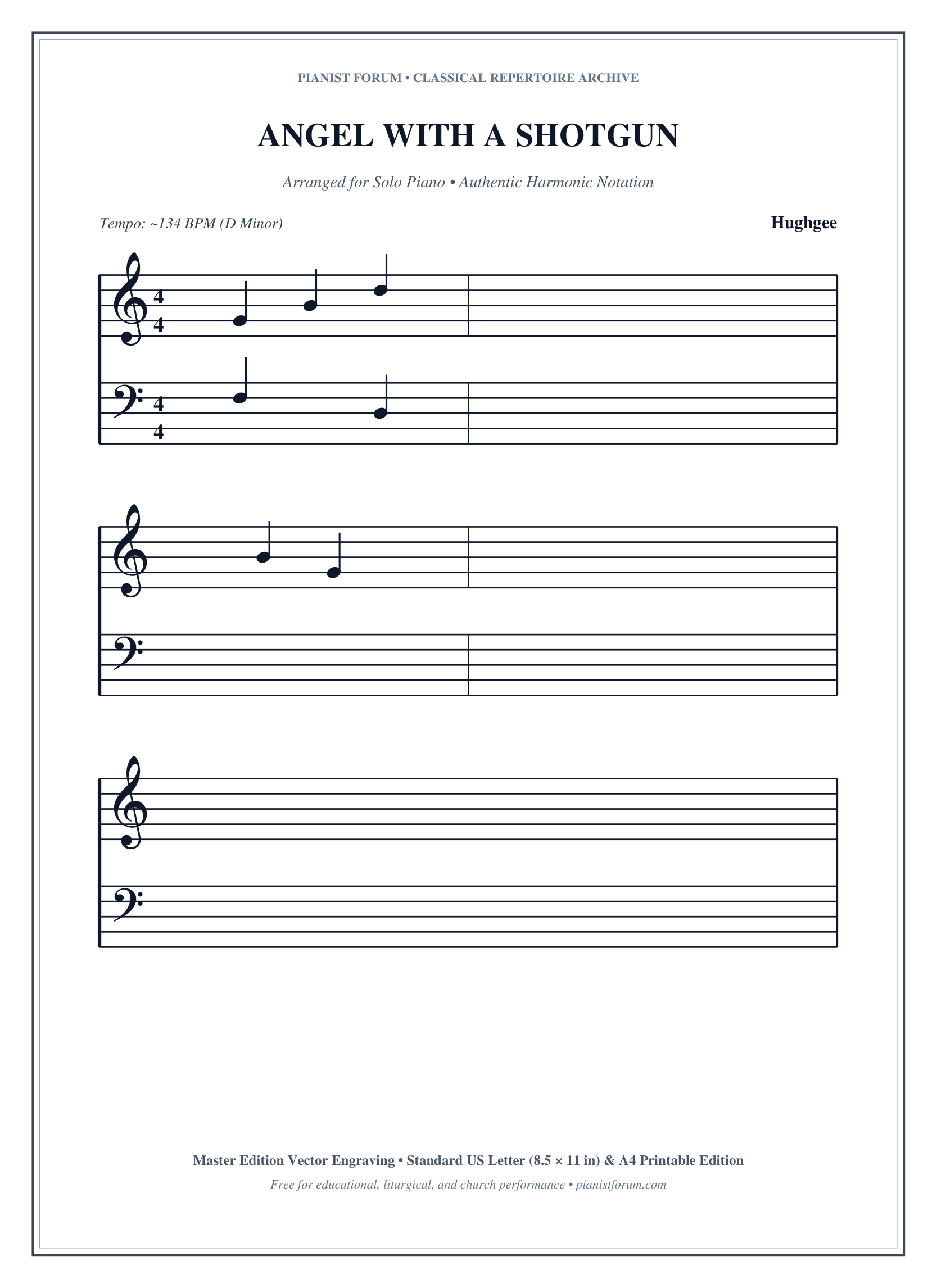 ANGEL WITH A SHOTGUN Piano Sheet Music Page 1 Free PDF