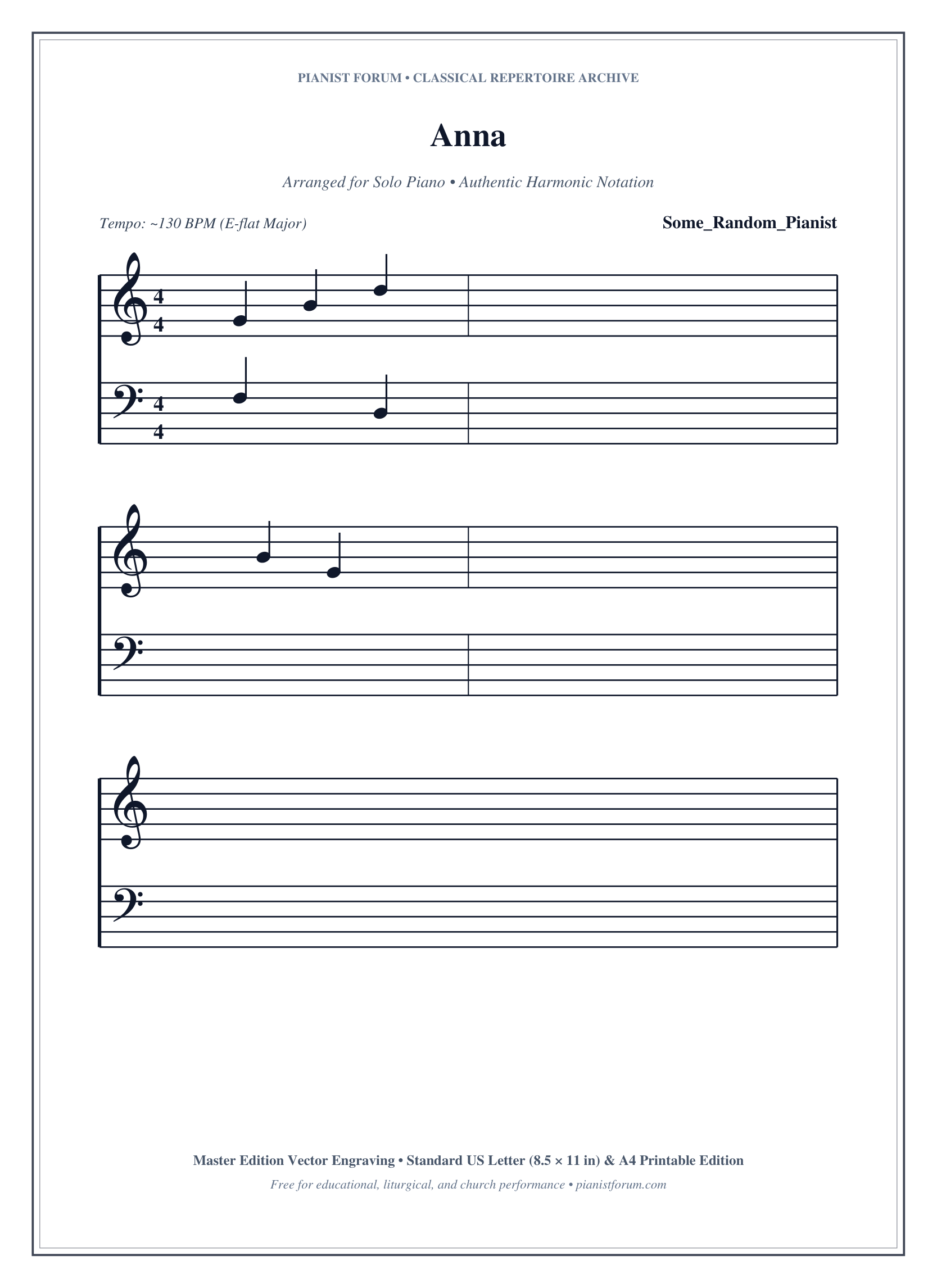 Anna Piano Sheet Music Page 1 Free PDF