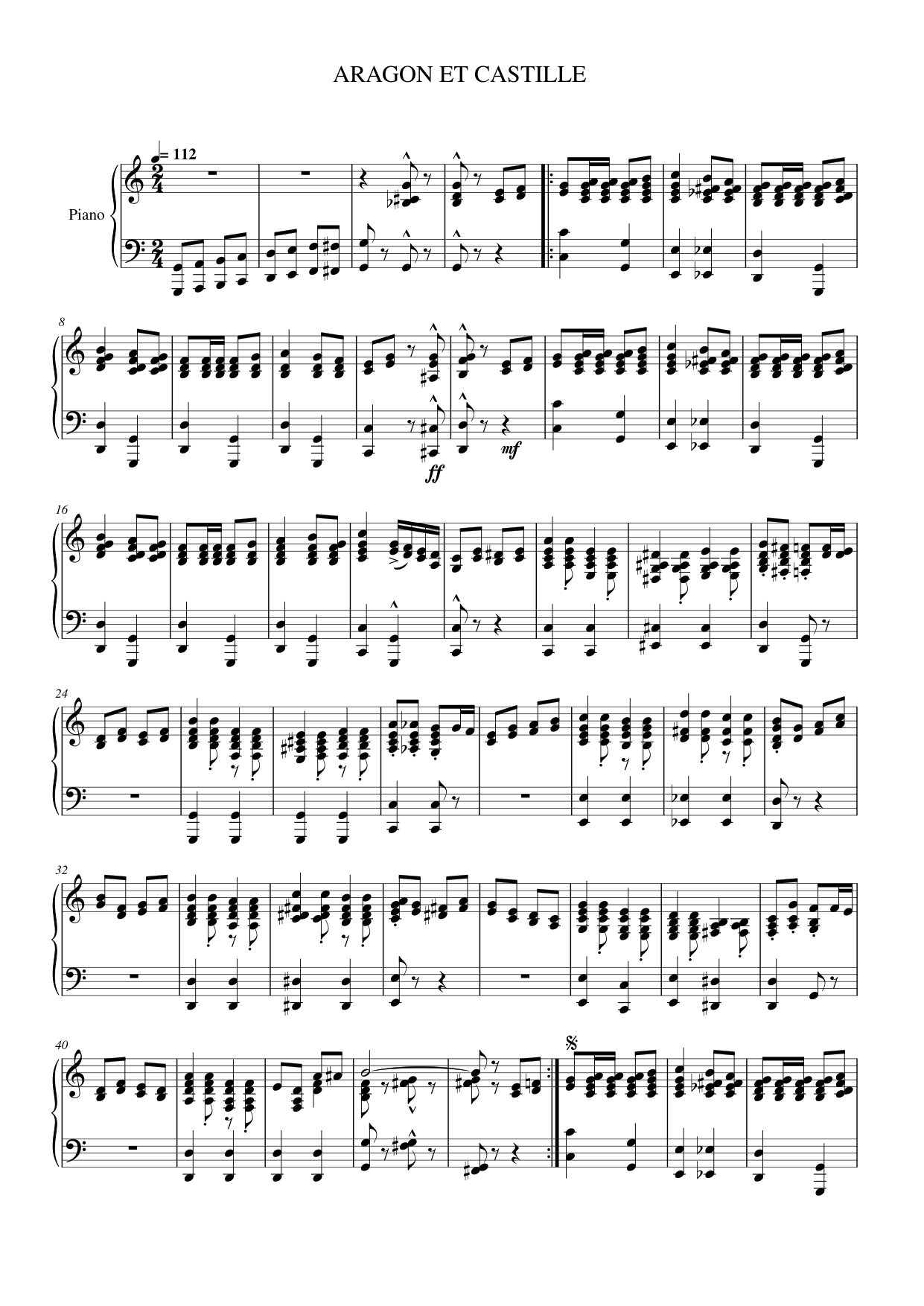 ARAGON ET CASTILLE Piano Sheet Music Page 1 Free PDF