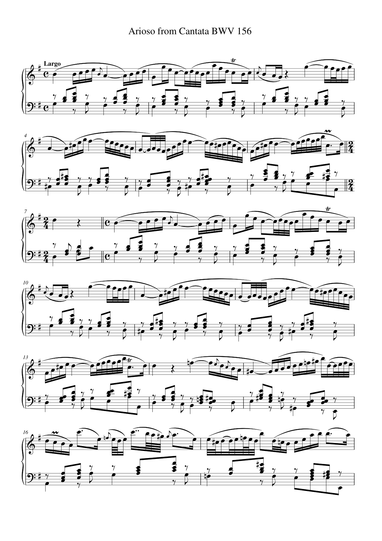 Arioso from Cantata BWV 156 Piano Sheet Music Page 1 Free PDF