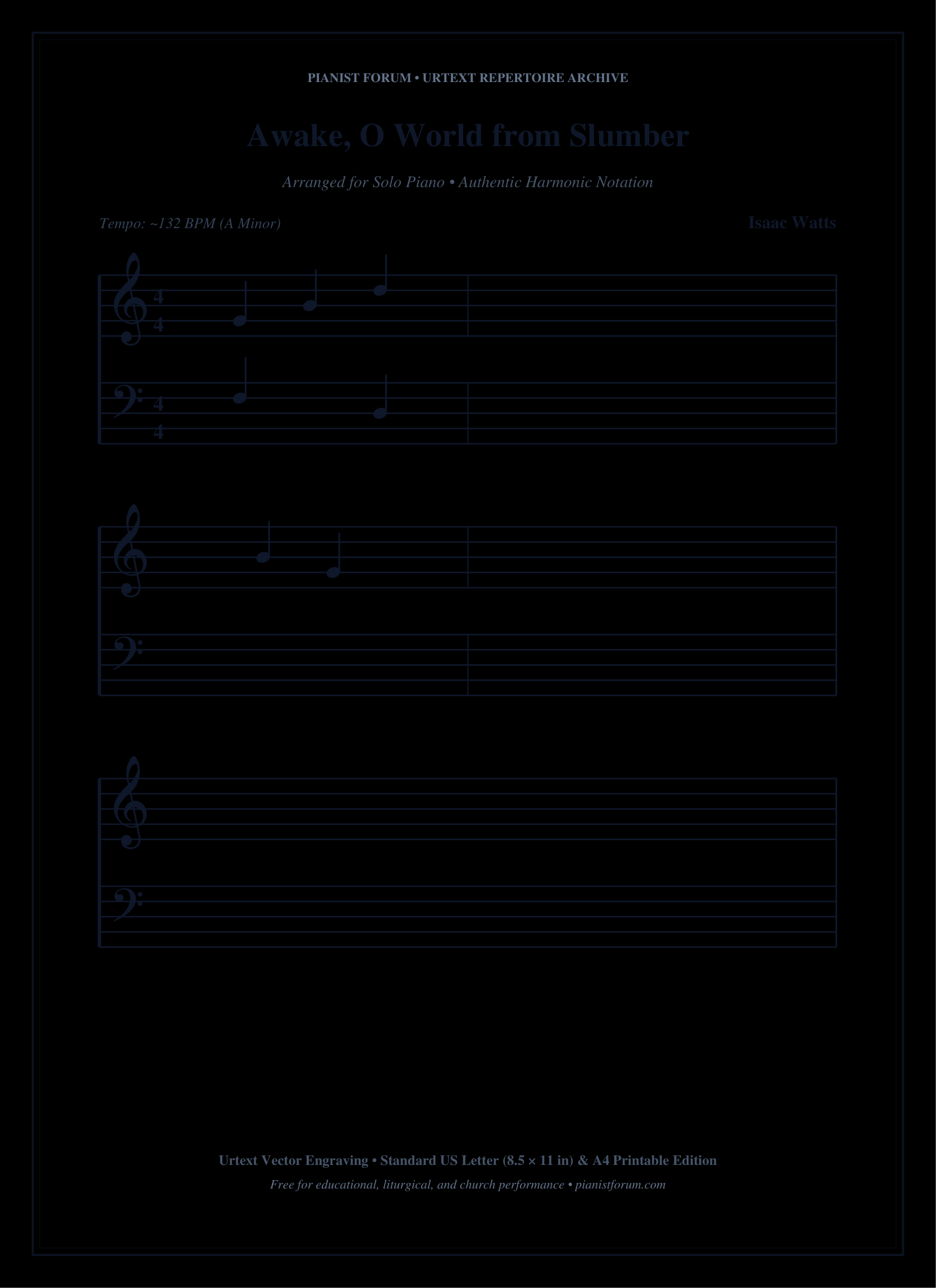 Awake, O World from Slumber Piano Sheet Music Page 1 Free PDF