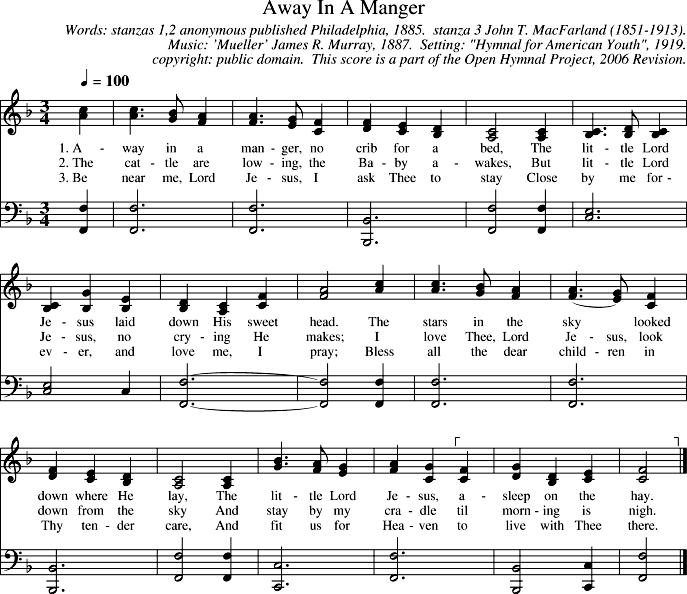 Away In A Manger Piano Sheet Music Page 1 Free PDF