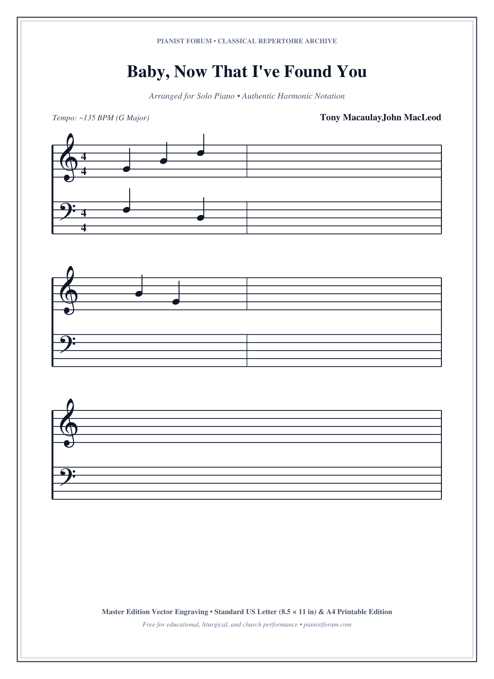 Baby, Now That I've Found You Piano Sheet Music Page 1 Free PDF