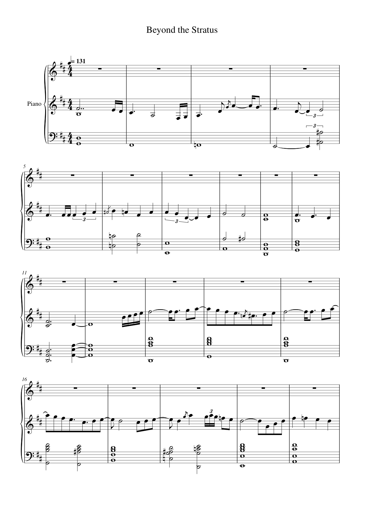 Beyond the Stratus Piano Sheet Music Free PDF