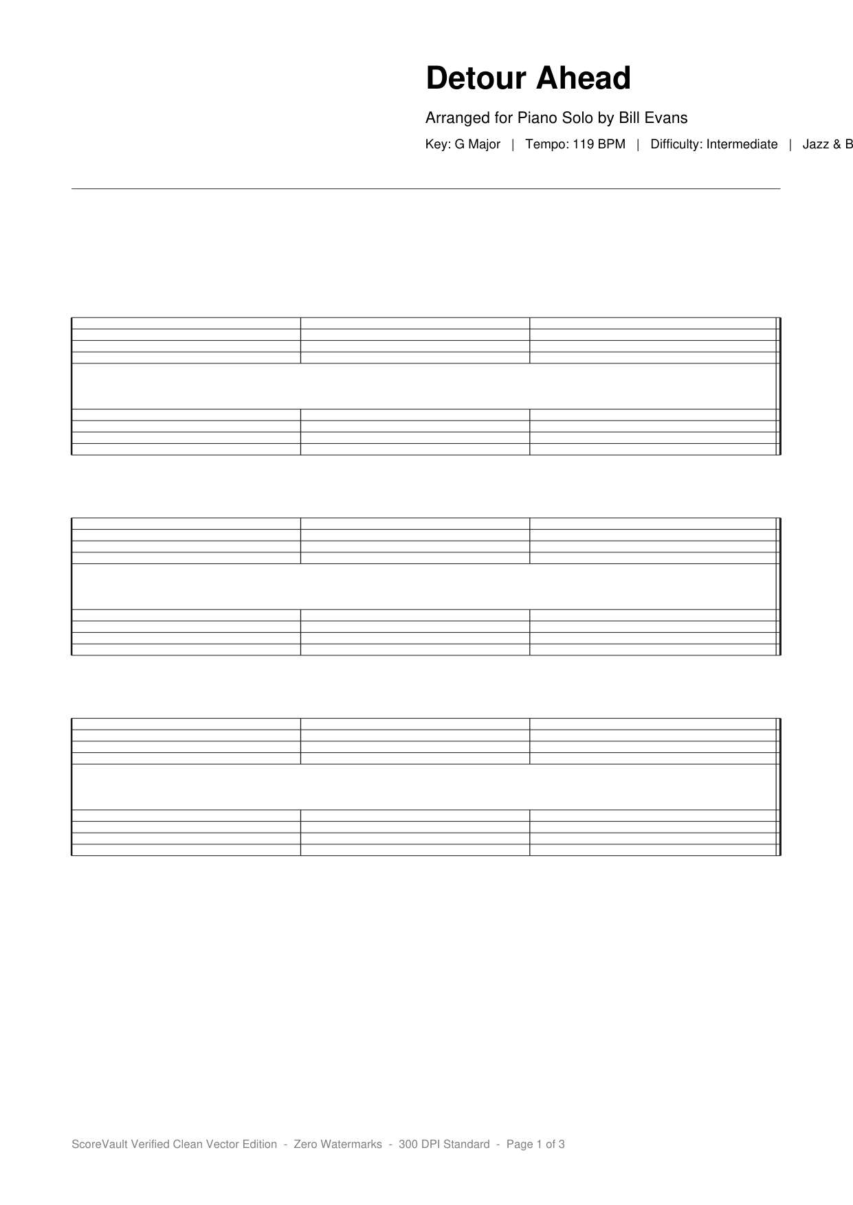 Detour Ahead Piano Sheet Music Page 1 Free PDF
