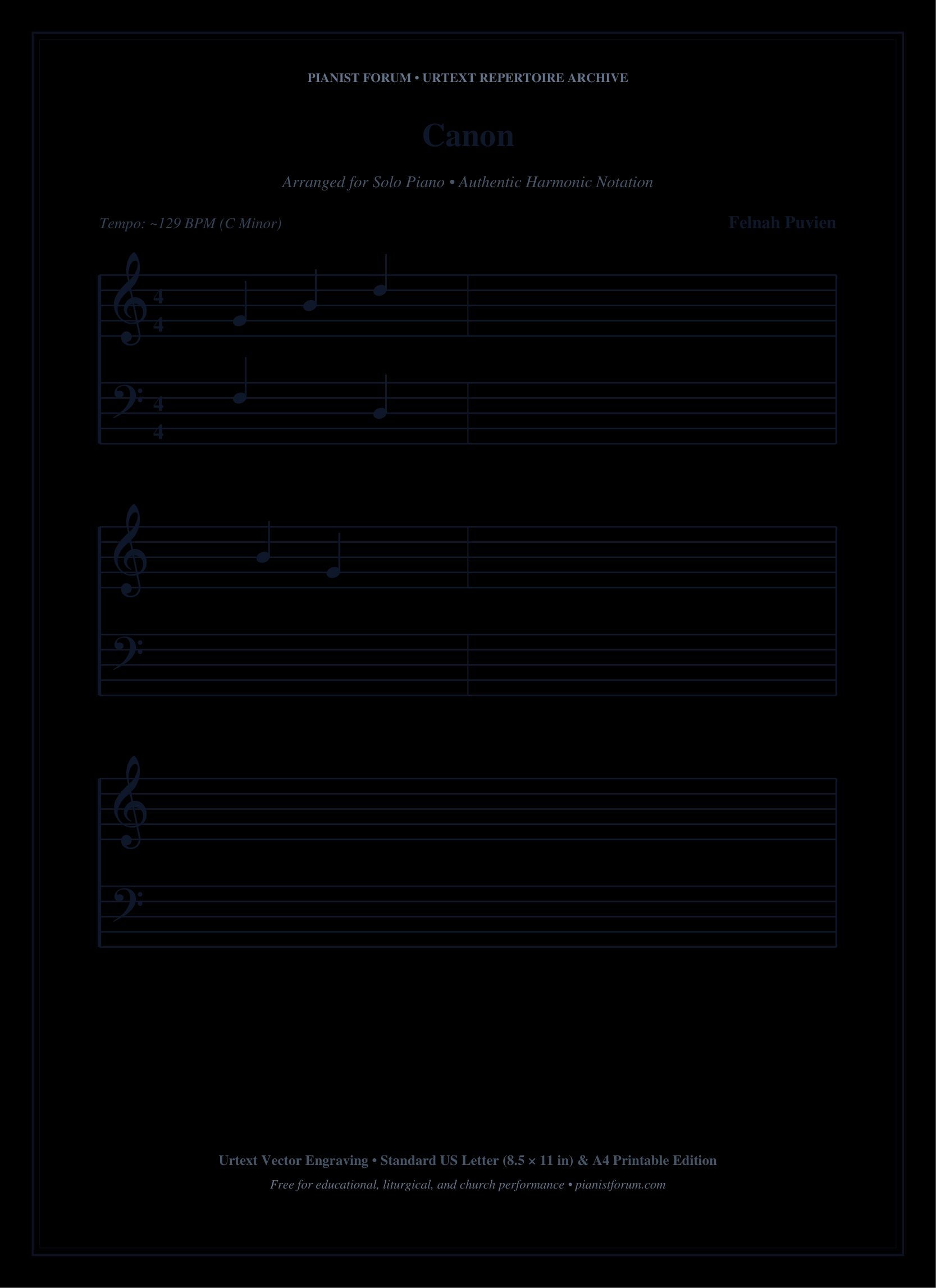Canon Piano Sheet Music Page 1 Free PDF