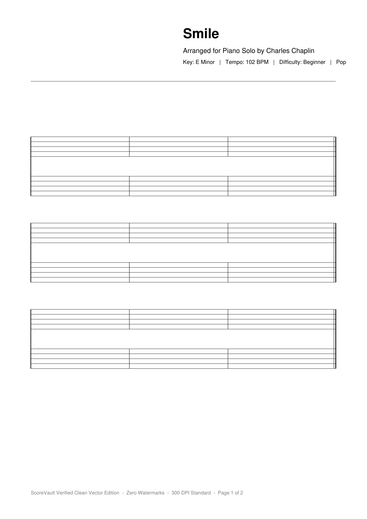 Smile Piano Sheet Music Page 1 Free PDF