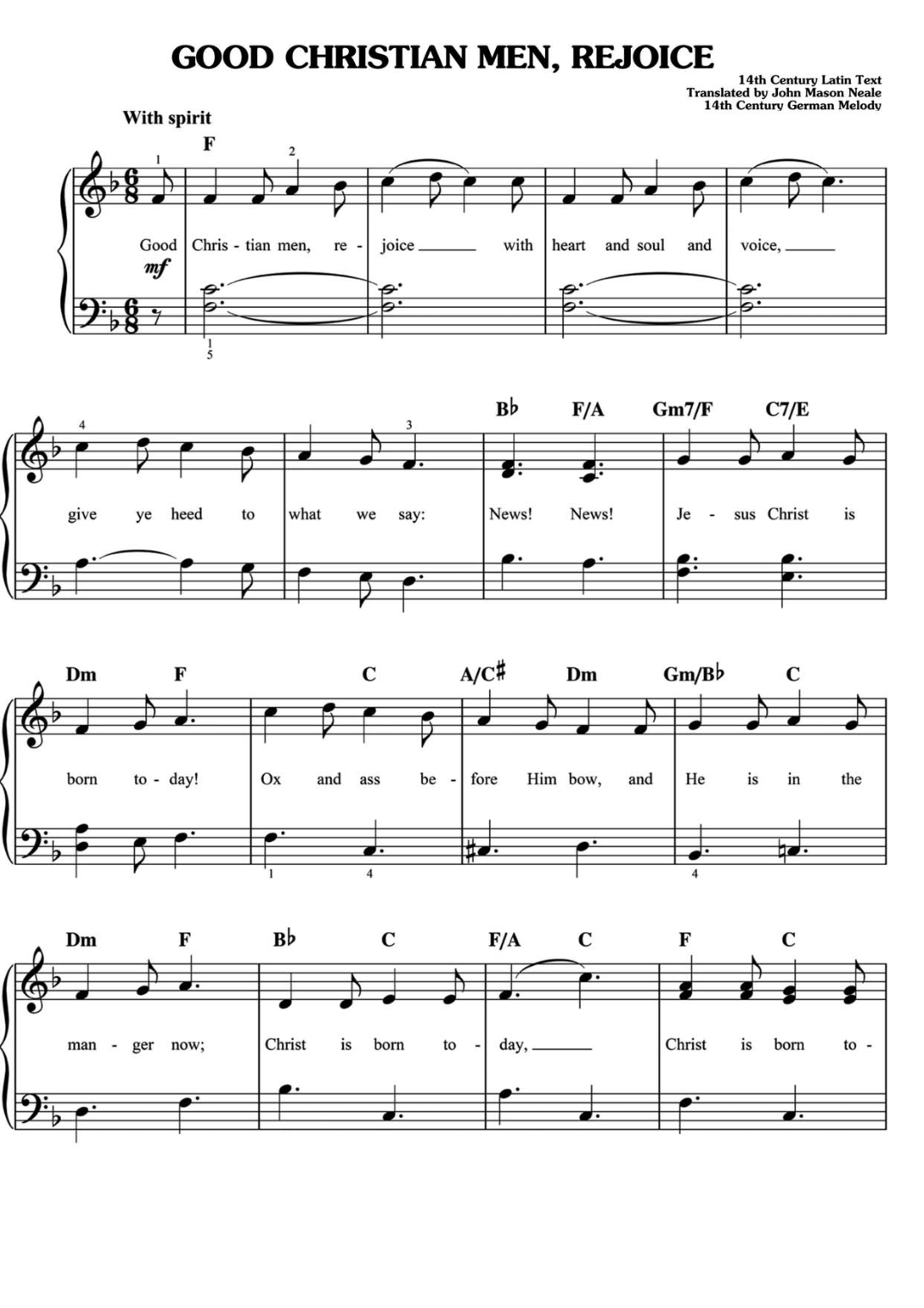 Good Christian Men Rejoice Piano Sheet Music Page 1 Free PDF