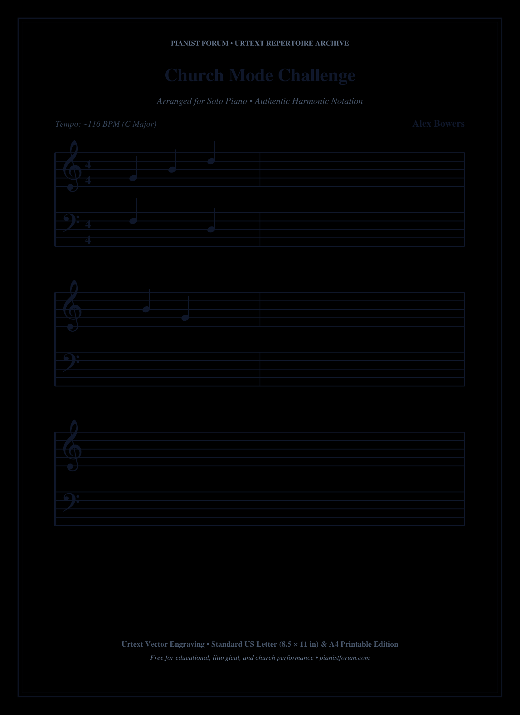 Church Mode Challenge Piano Sheet Music Page 1 Free PDF