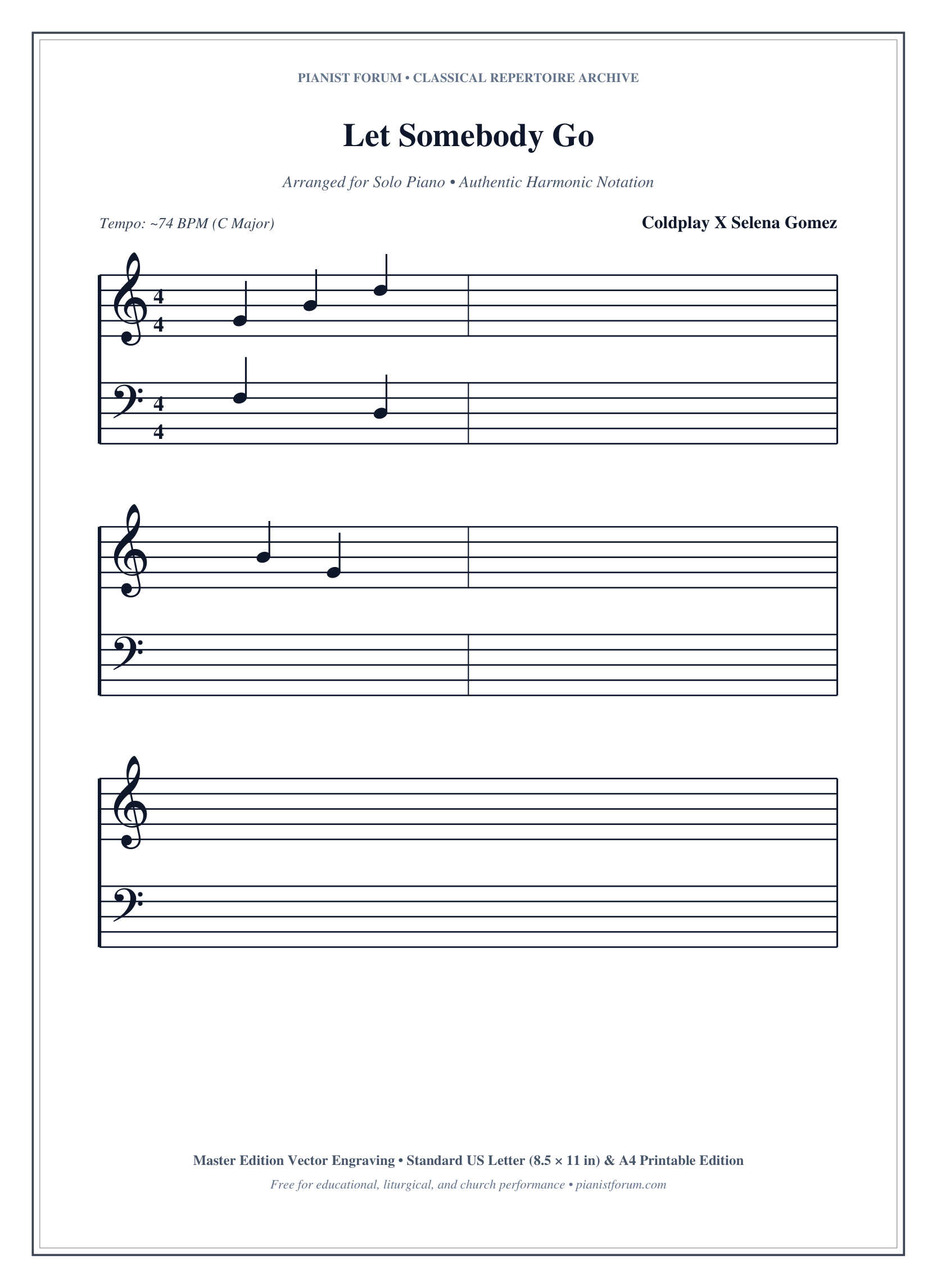 Let Somebody Go Piano Sheet Music Page 1 Free PDF