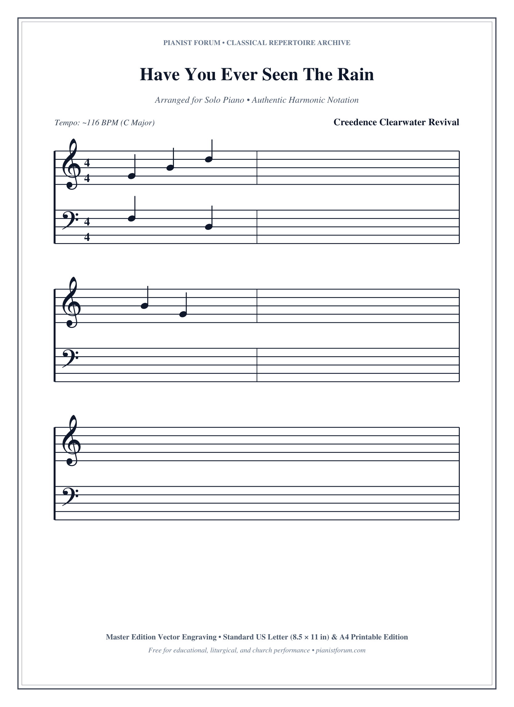 Have You Ever Seen The Rain Piano Sheet Music Page 1 Free PDF