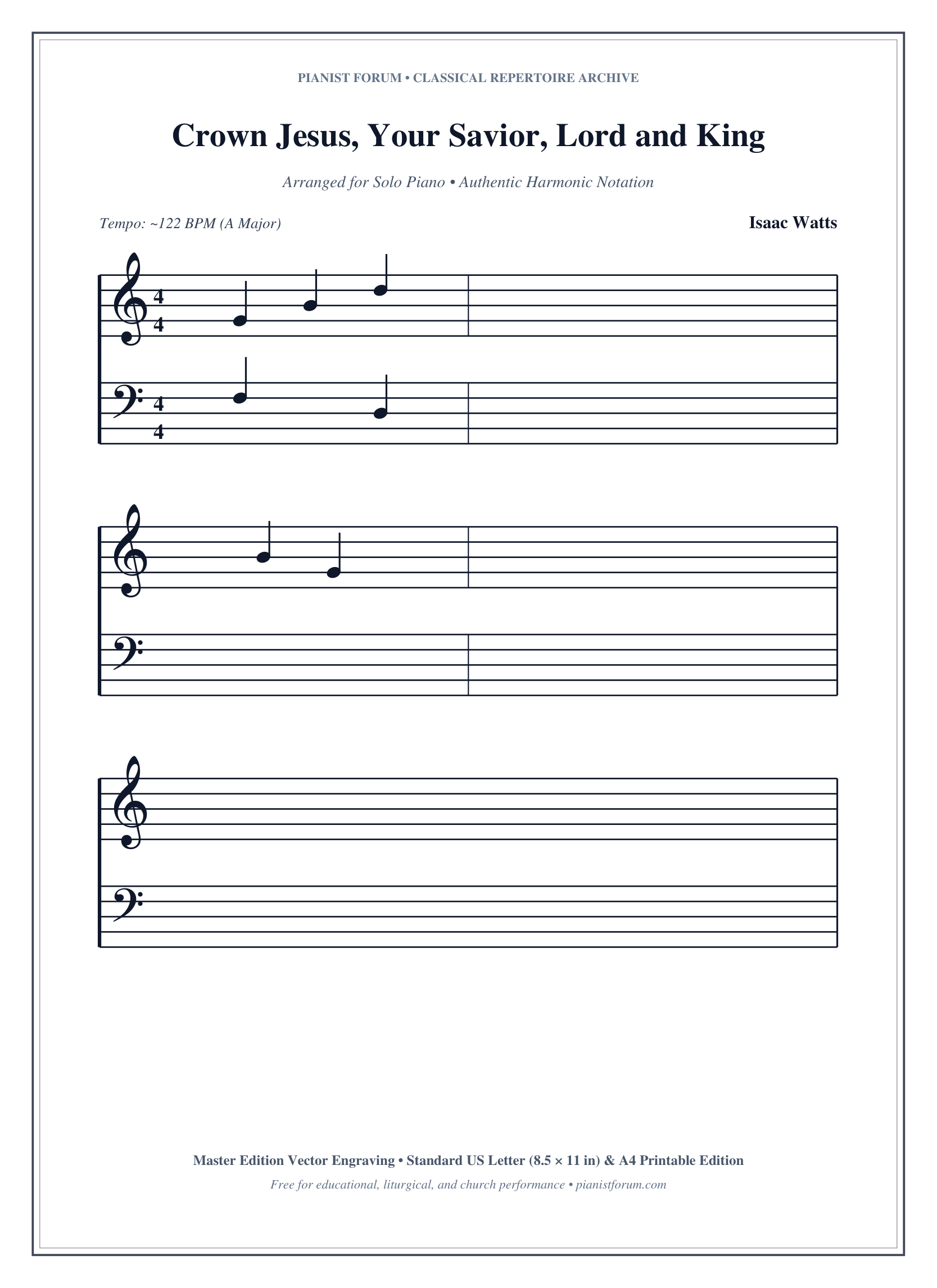 Crown Jesus, Your Savior, Lord and King Piano Sheet Music Page 1 Free PDF