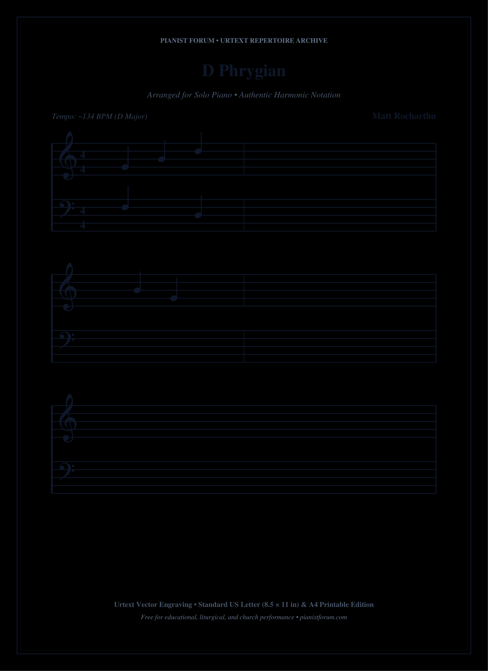D Phrygian Piano Sheet Music Page 1 Free PDF