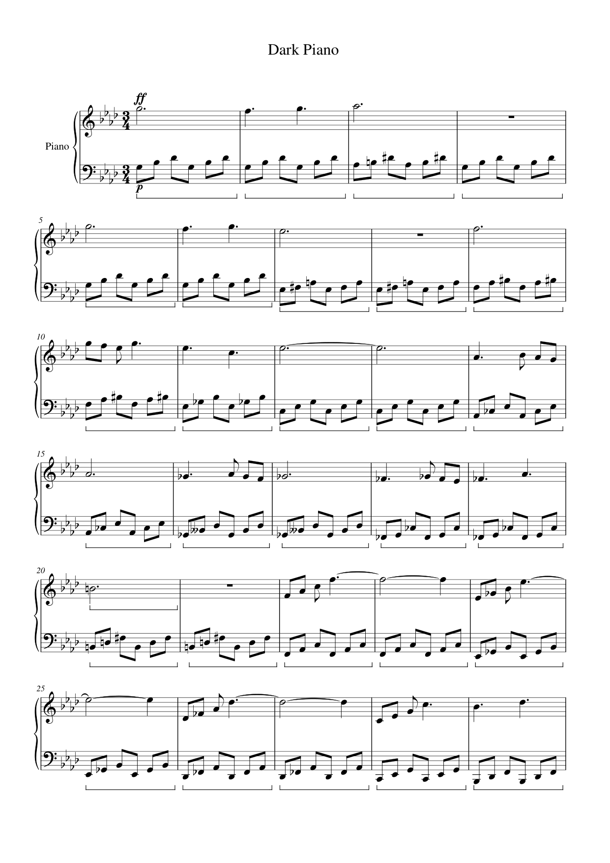 Dark Piano Piano Sheet Music Page 1 Free PDF