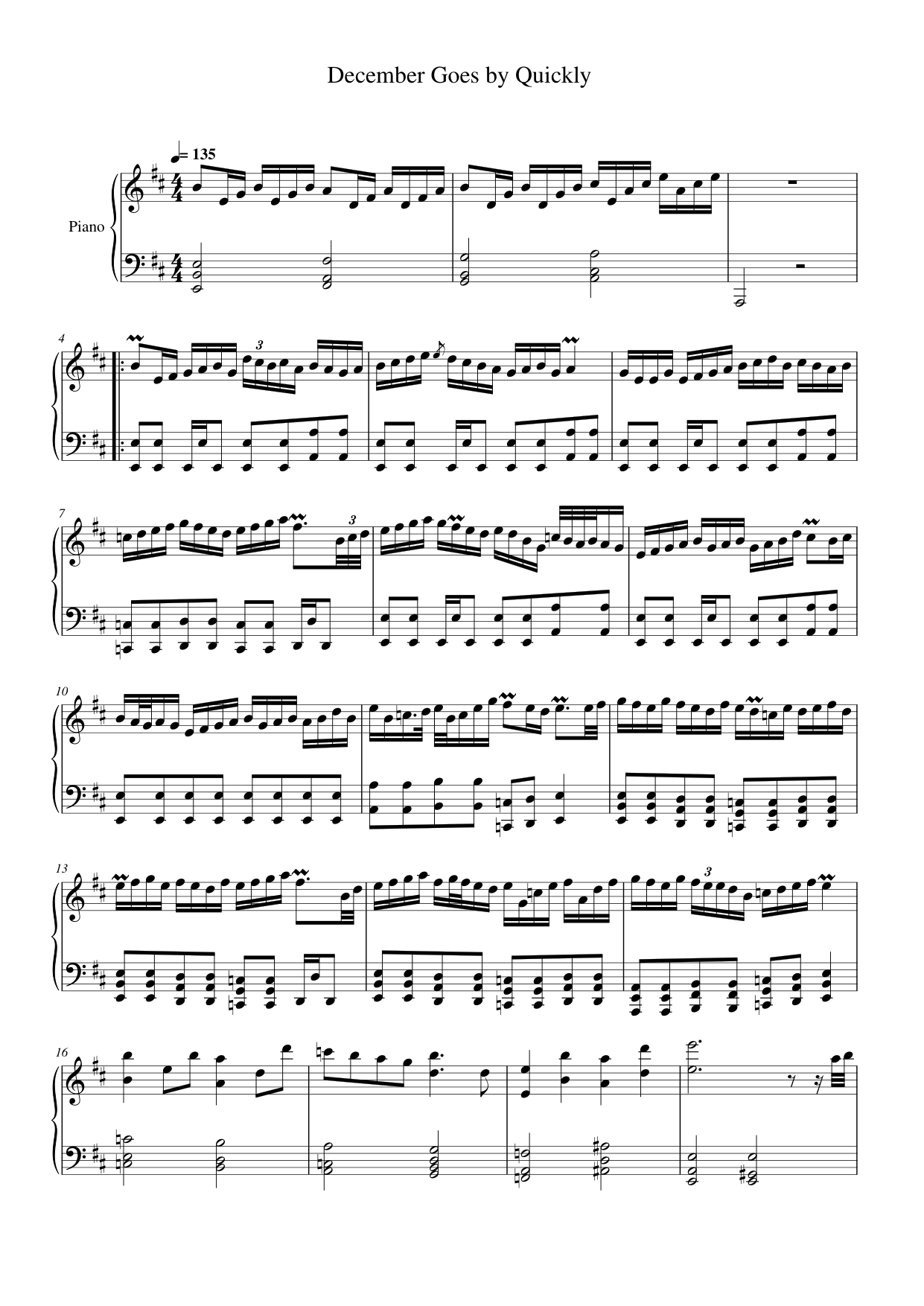 December Goes by Quickly Piano Sheet Music Page 1 Free PDF