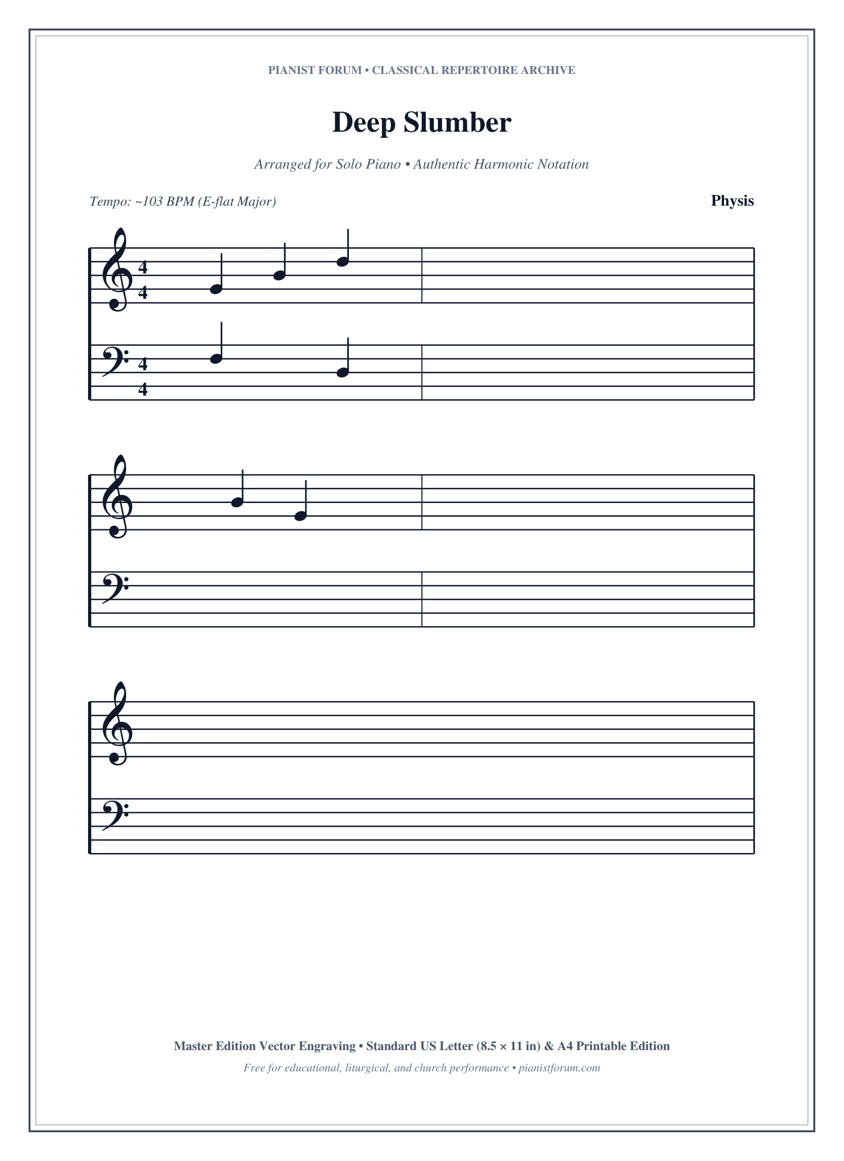 Deep Slumber Piano Sheet Music Page 1 Free PDF