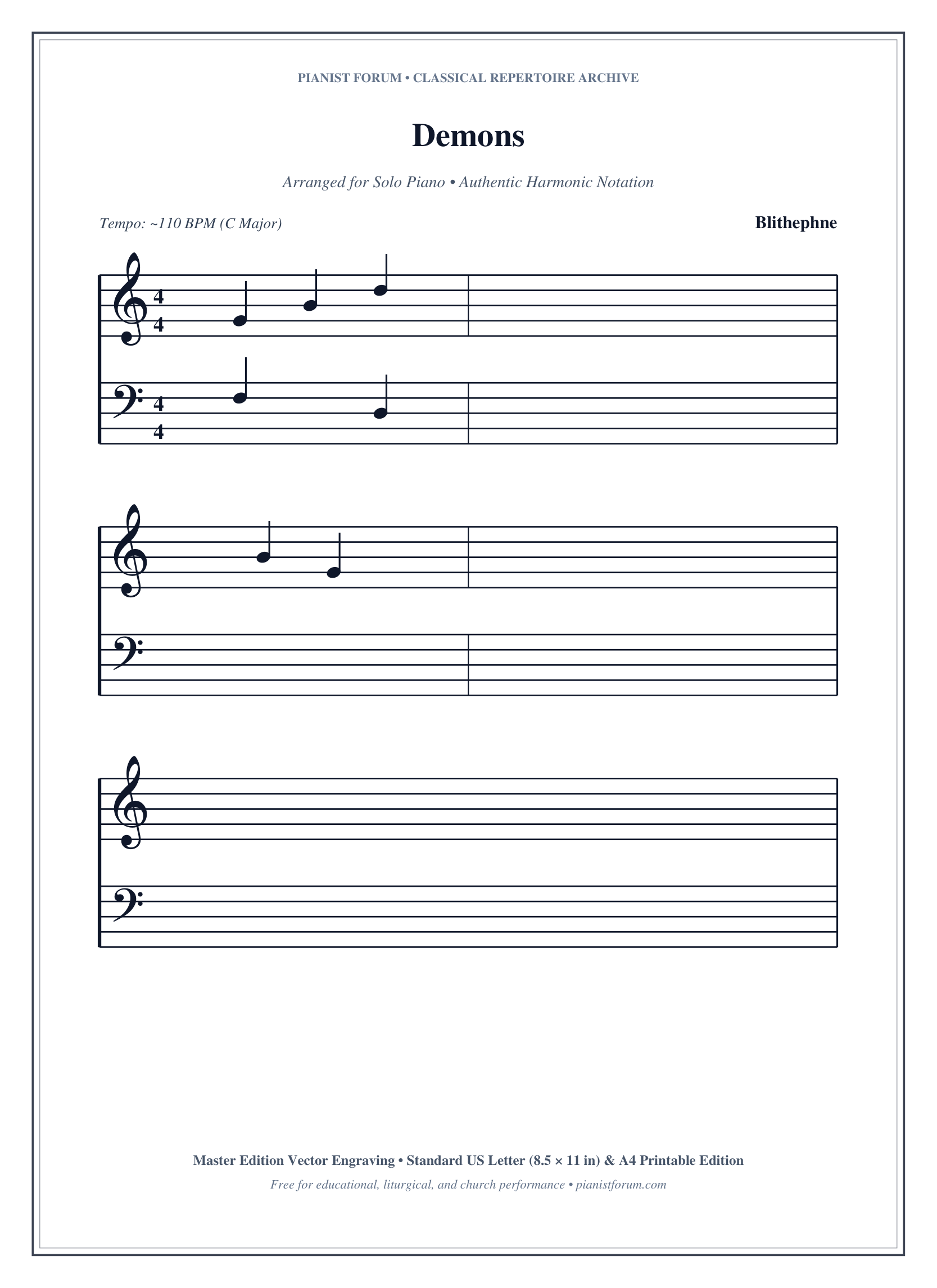Demons Piano Sheet Music Page 1 Free PDF