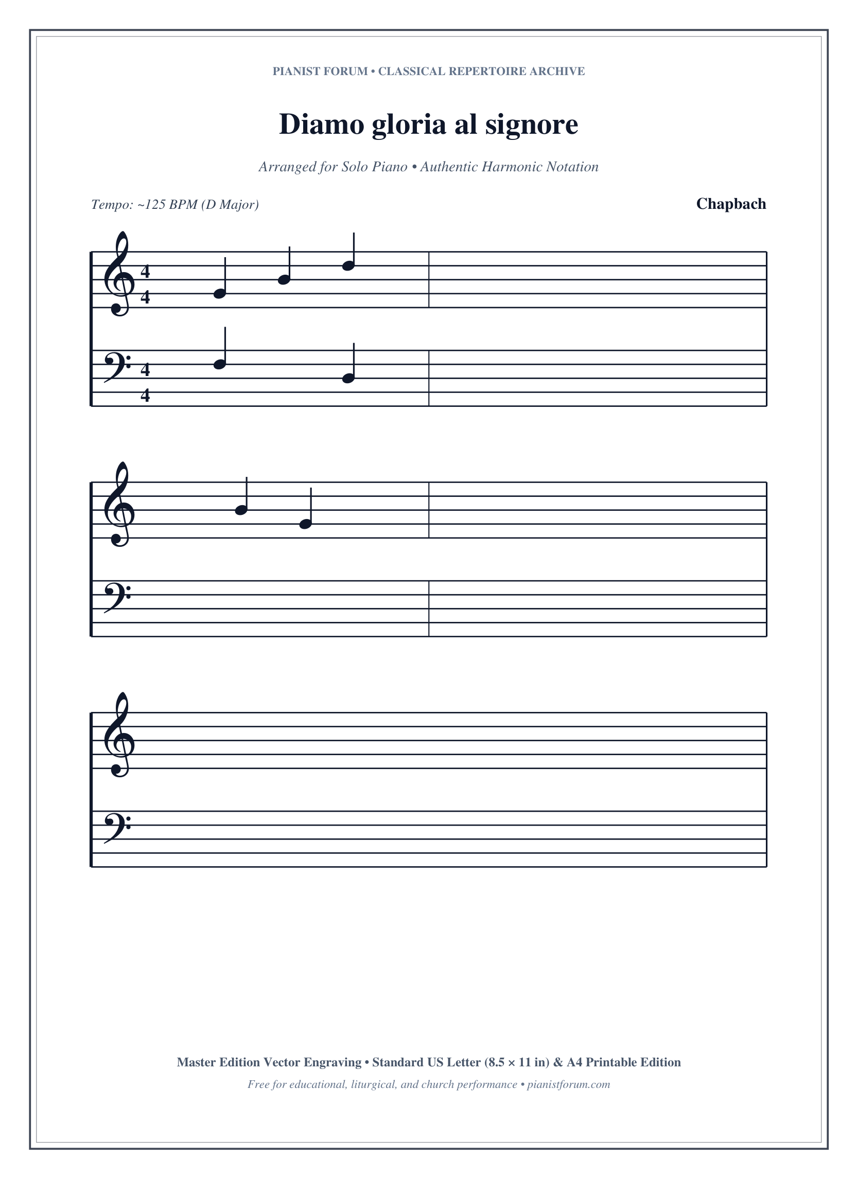 Diamo gloria al signore Piano Sheet Music Page 1 Free PDF