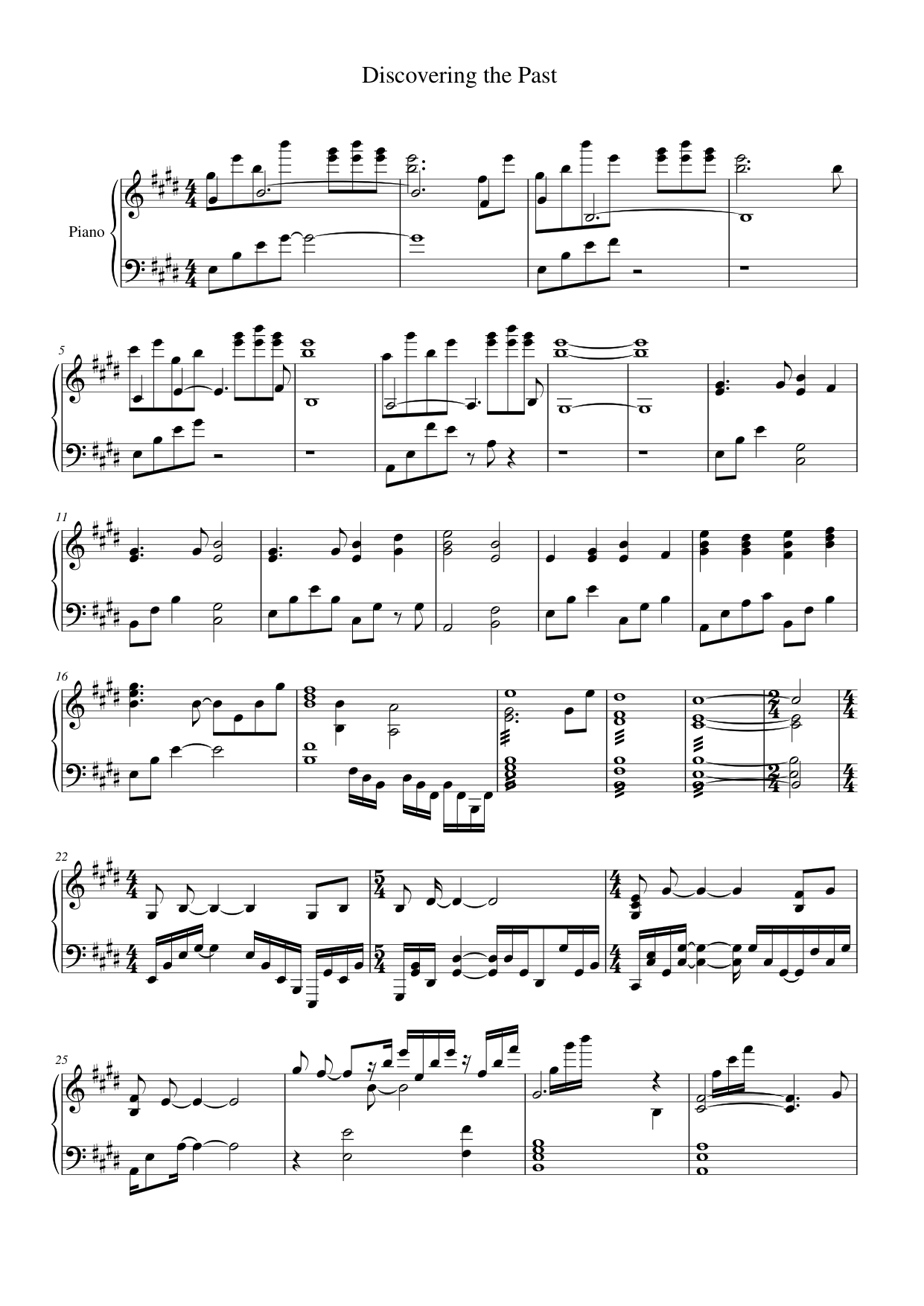 Discovering the Past Piano Sheet Music Page 1 Free PDF