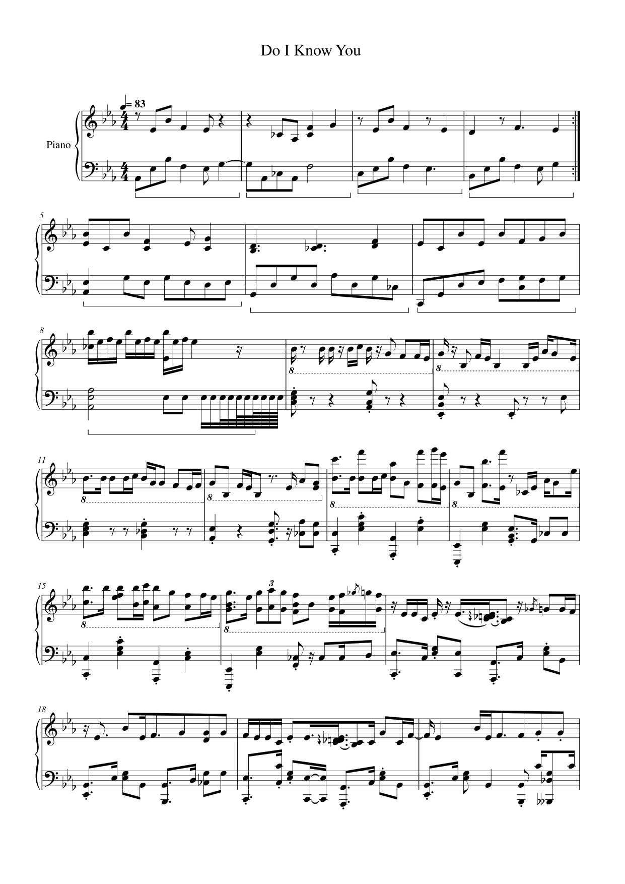 Do I Know You Piano Sheet Music Page 1 Free PDF