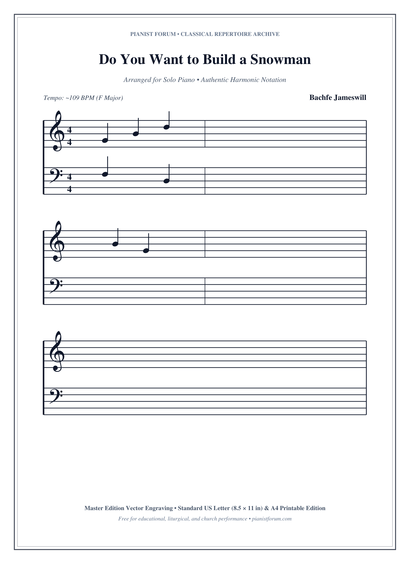 Do You Want to Build a Snowman Piano Sheet Music Page 1 Free PDF