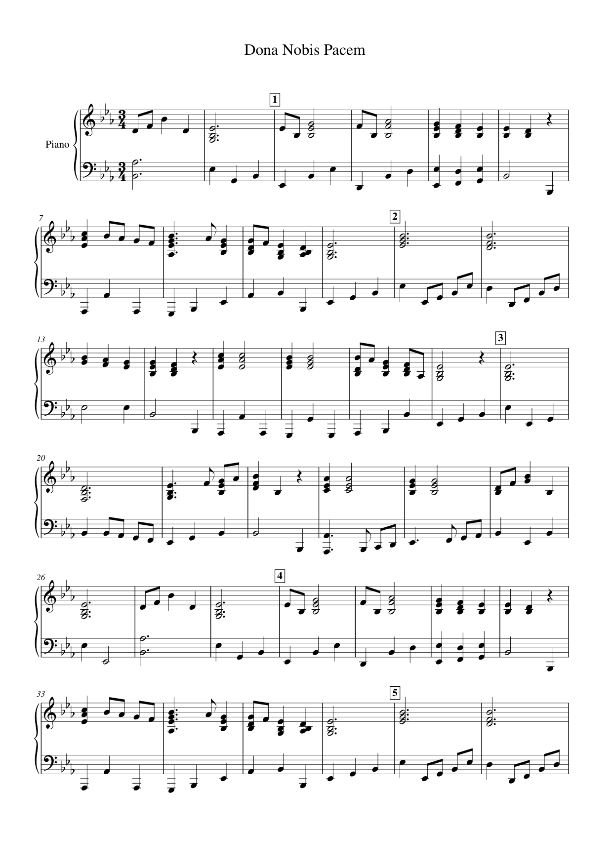 Dona Nobis Pacem Piano Sheet Music Page 1 Free PDF