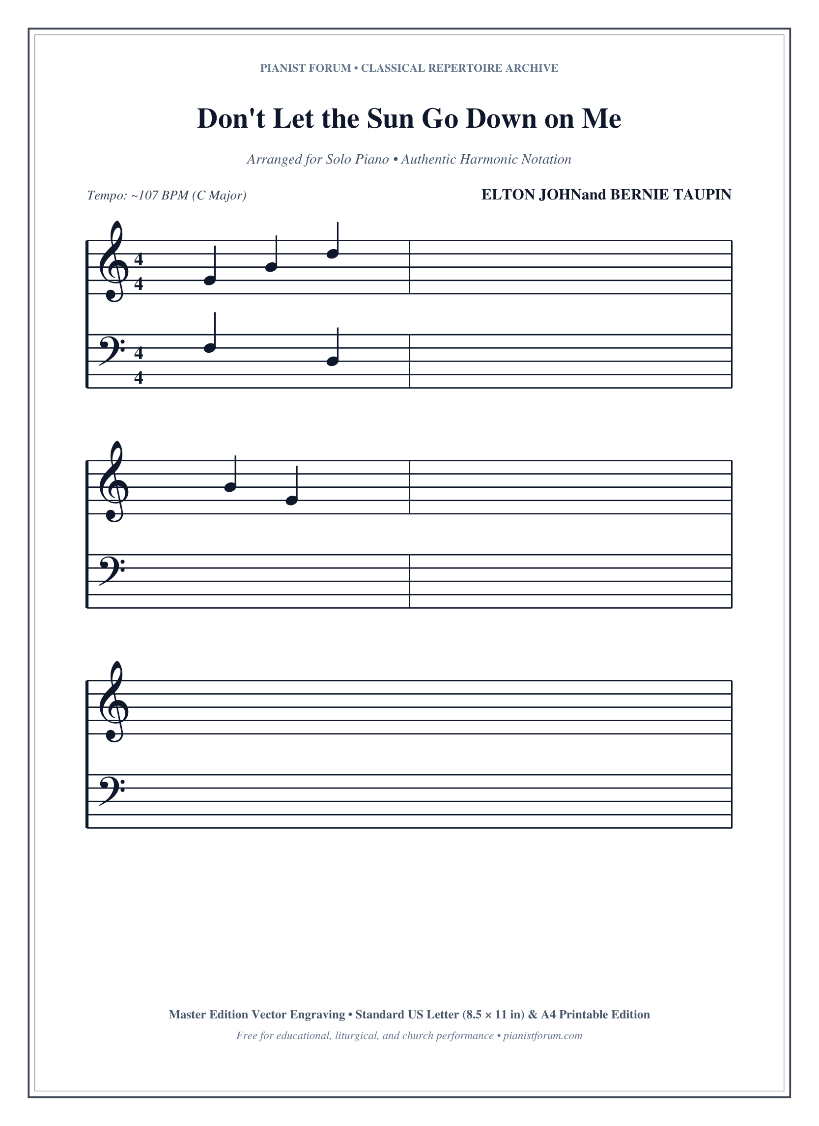 Don't Let the Sun Go Down on Me Piano Sheet Music Page 1 Free PDF