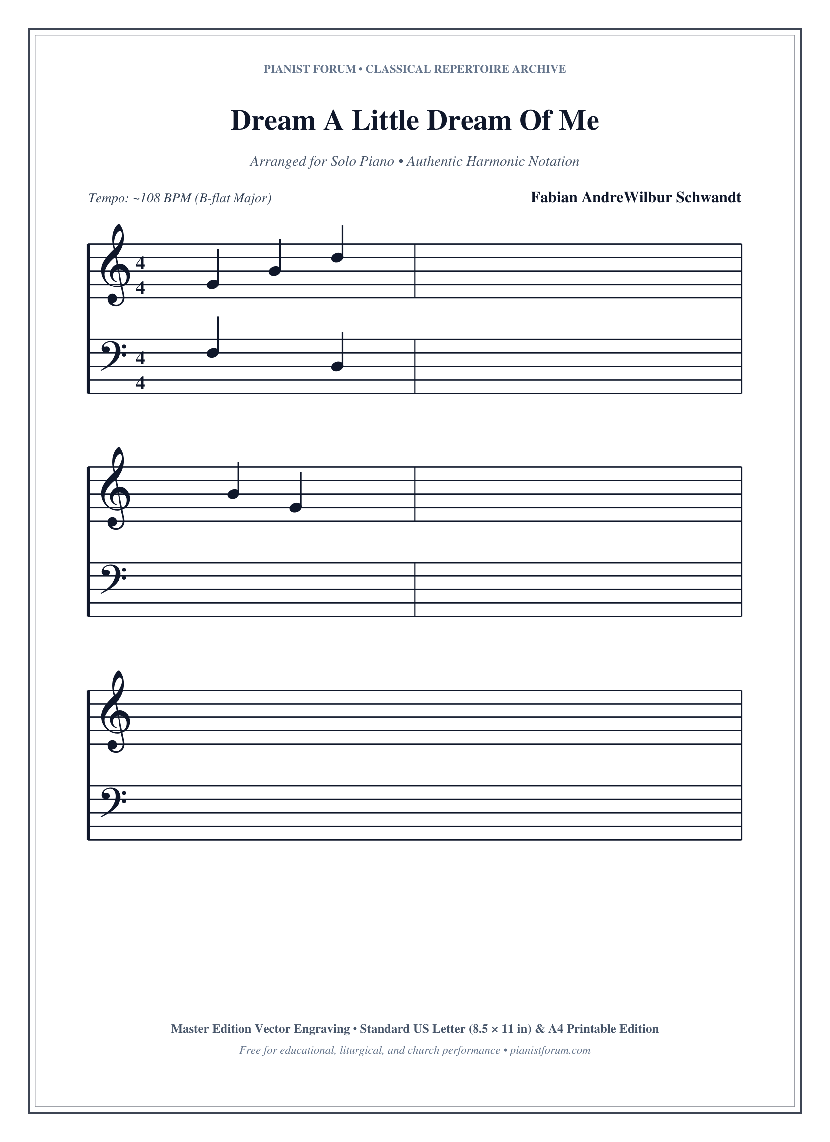 Dream A Little Dream Of Me Piano Sheet Music Page 1 Free PDF