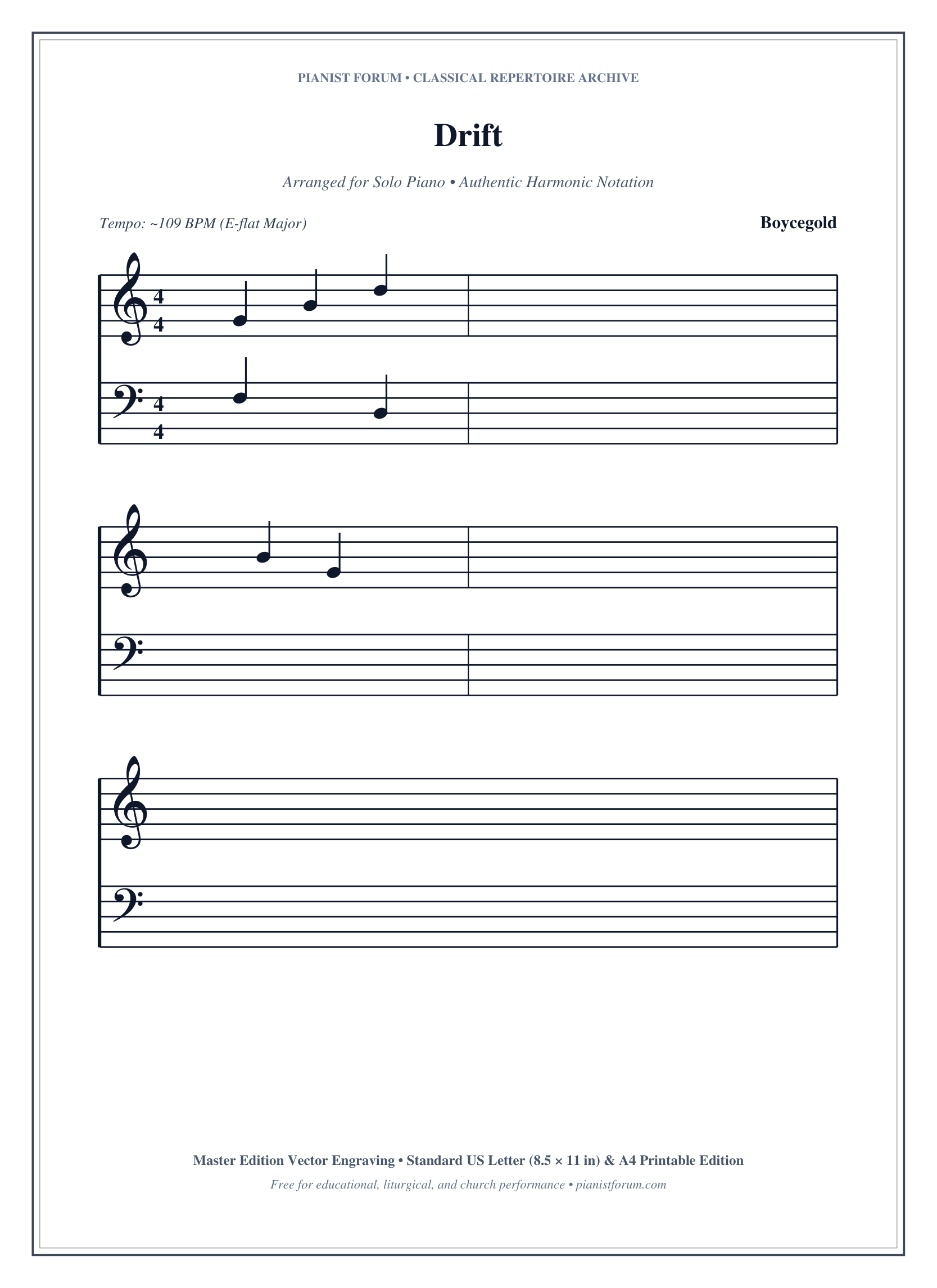 Drift Piano Sheet Music Page 1 Free PDF