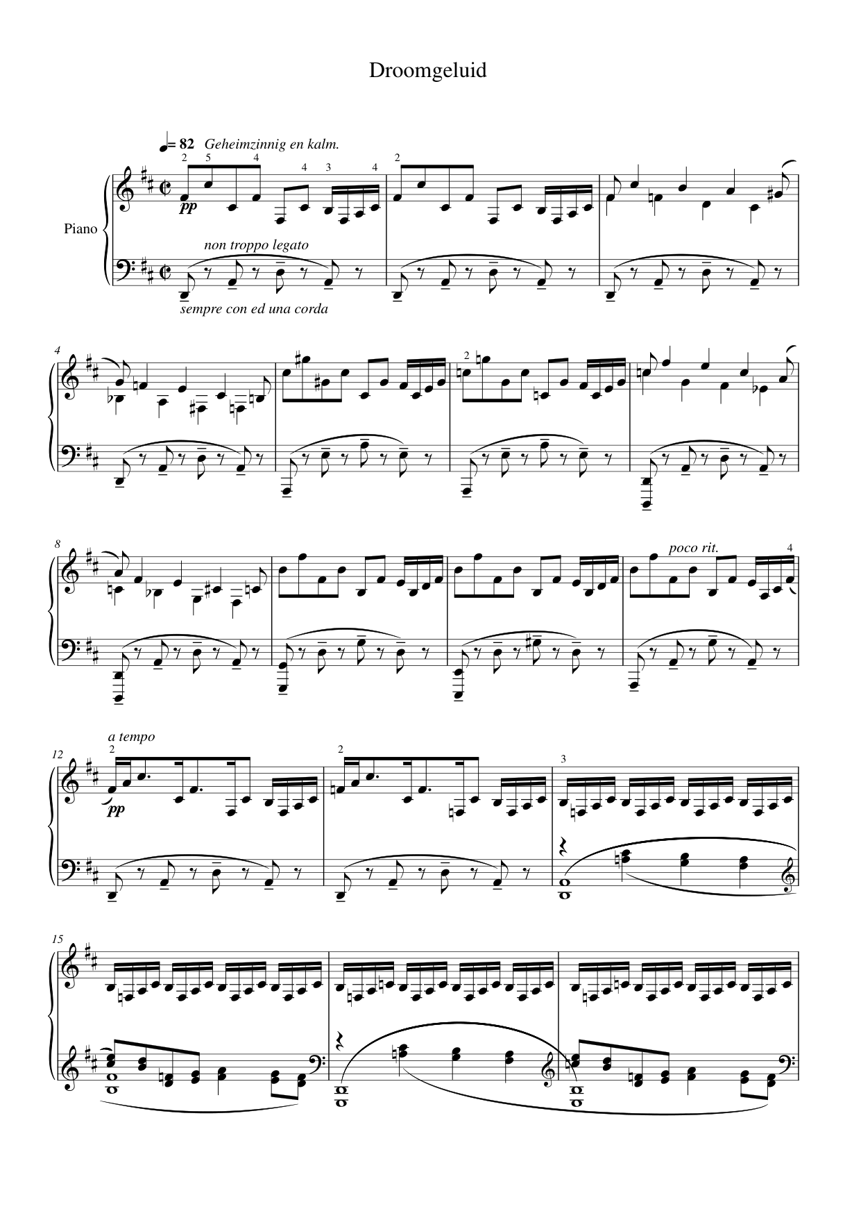 Droomgeluid Piano Sheet Music Page 1 Free PDF