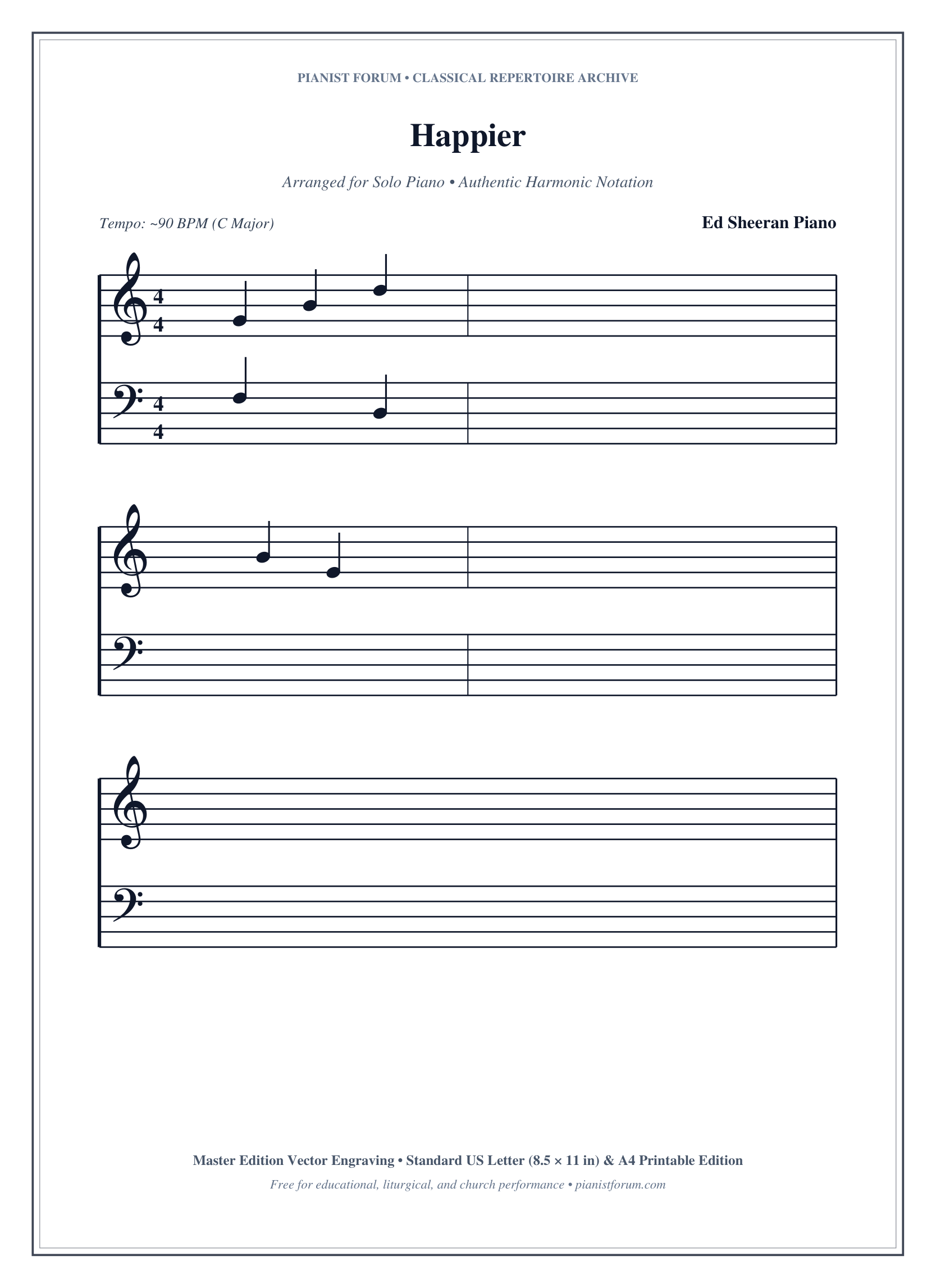 Happier Piano Sheet Music Page 1 Free PDF