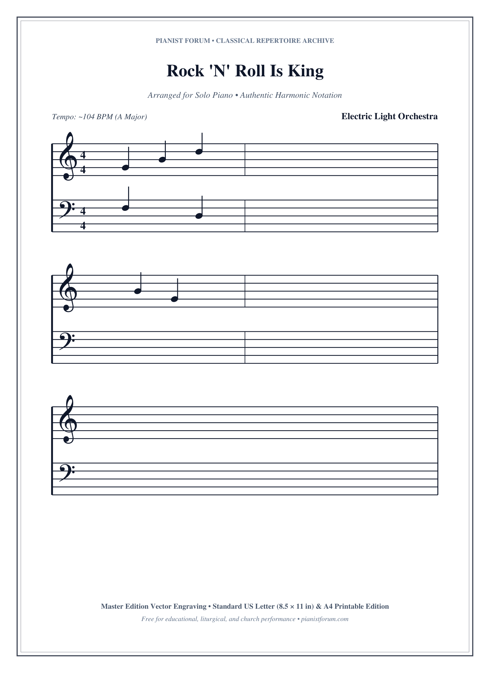 Rock 'N' Roll Is King Piano Sheet Music Page 1 Free PDF