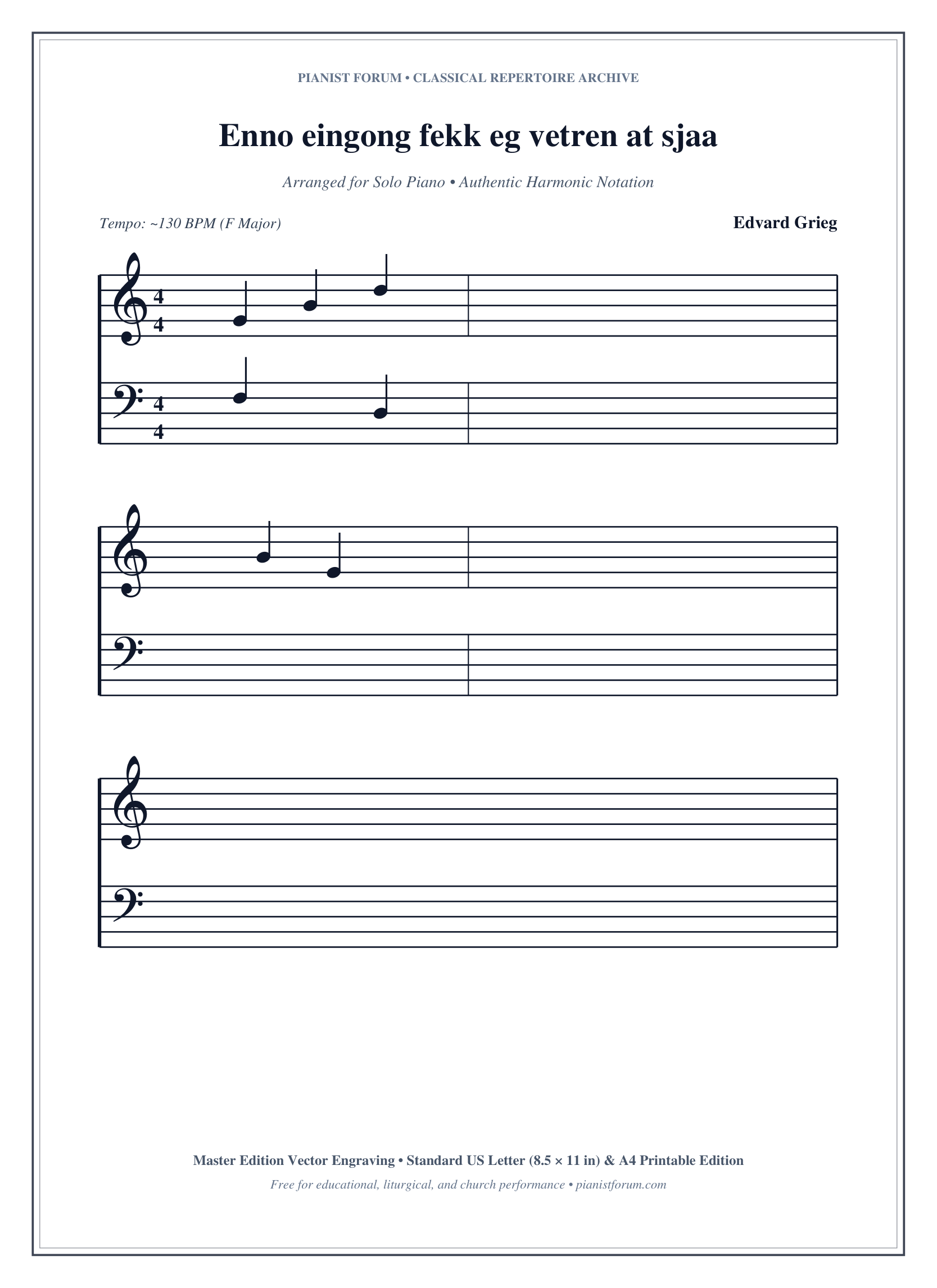 Enno eingong fekk eg vetren at sjaa Piano Sheet Music Page 1 Free PDF