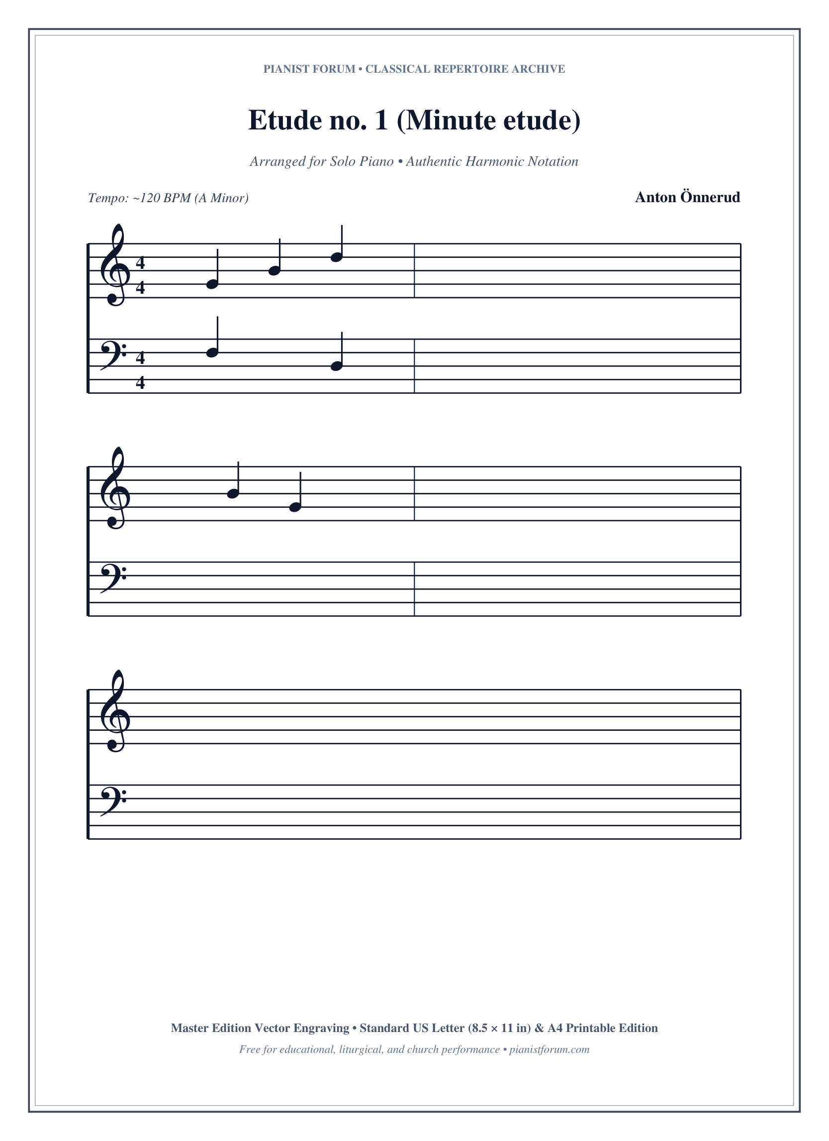 Etude no. 1 (Minute etude) Piano Sheet Music Page 1 Free PDF