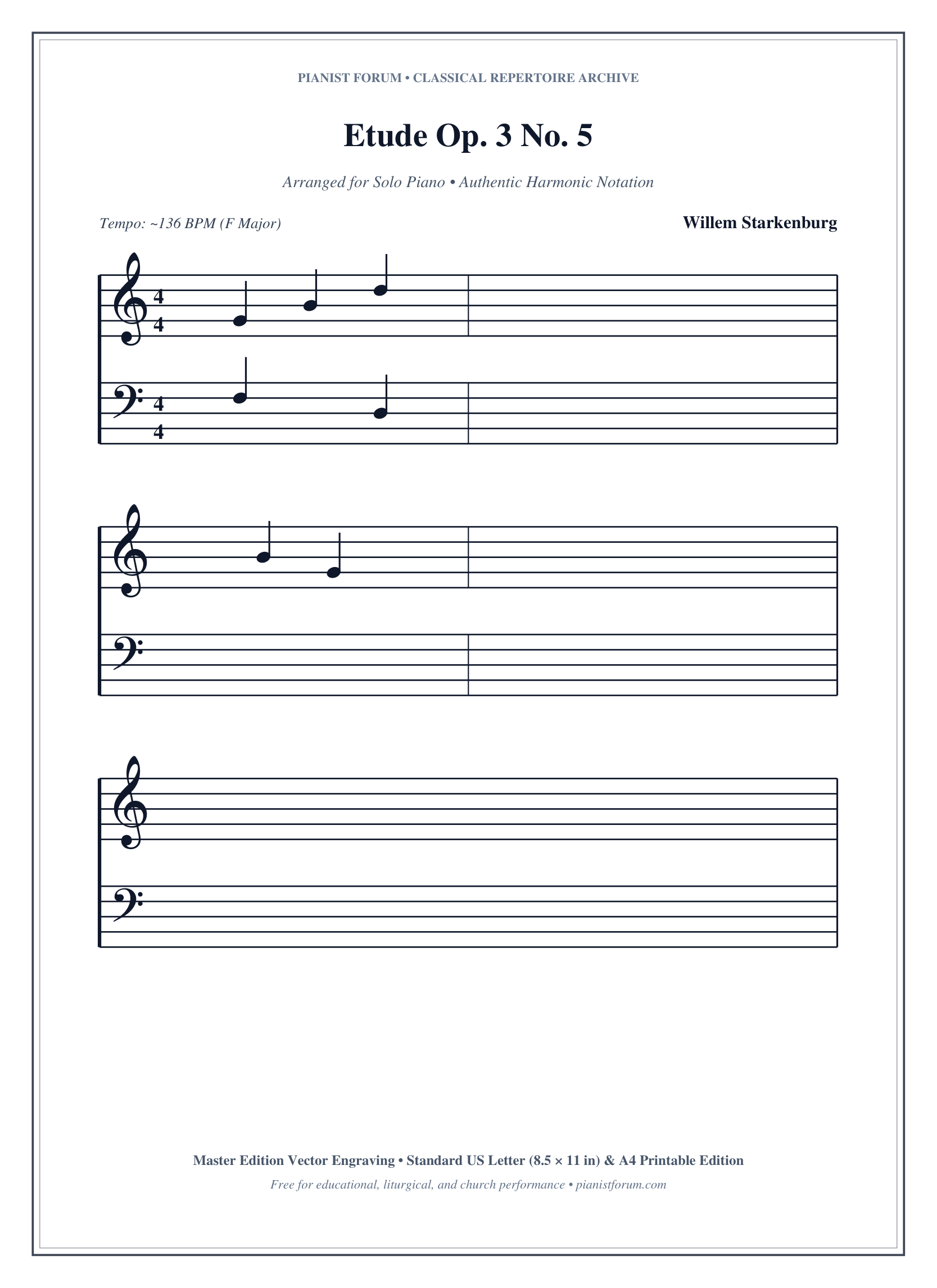 Etude Op. 3 No. 5 Piano Sheet Music Page 1 Free PDF